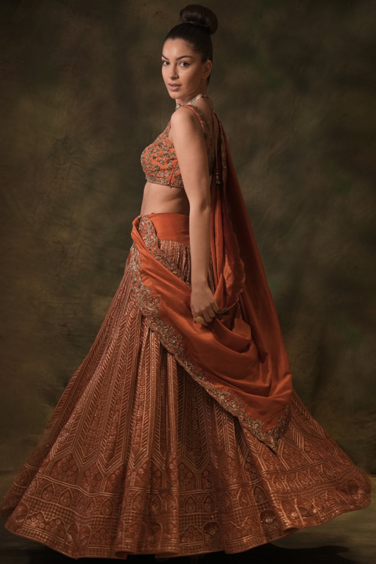 The Rust Zardozi Lehenga Set