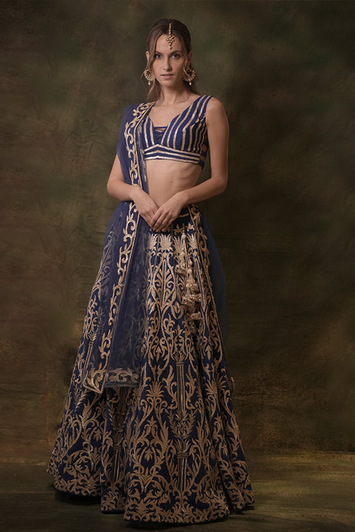 Electrical Blue Gota Lehenga Set