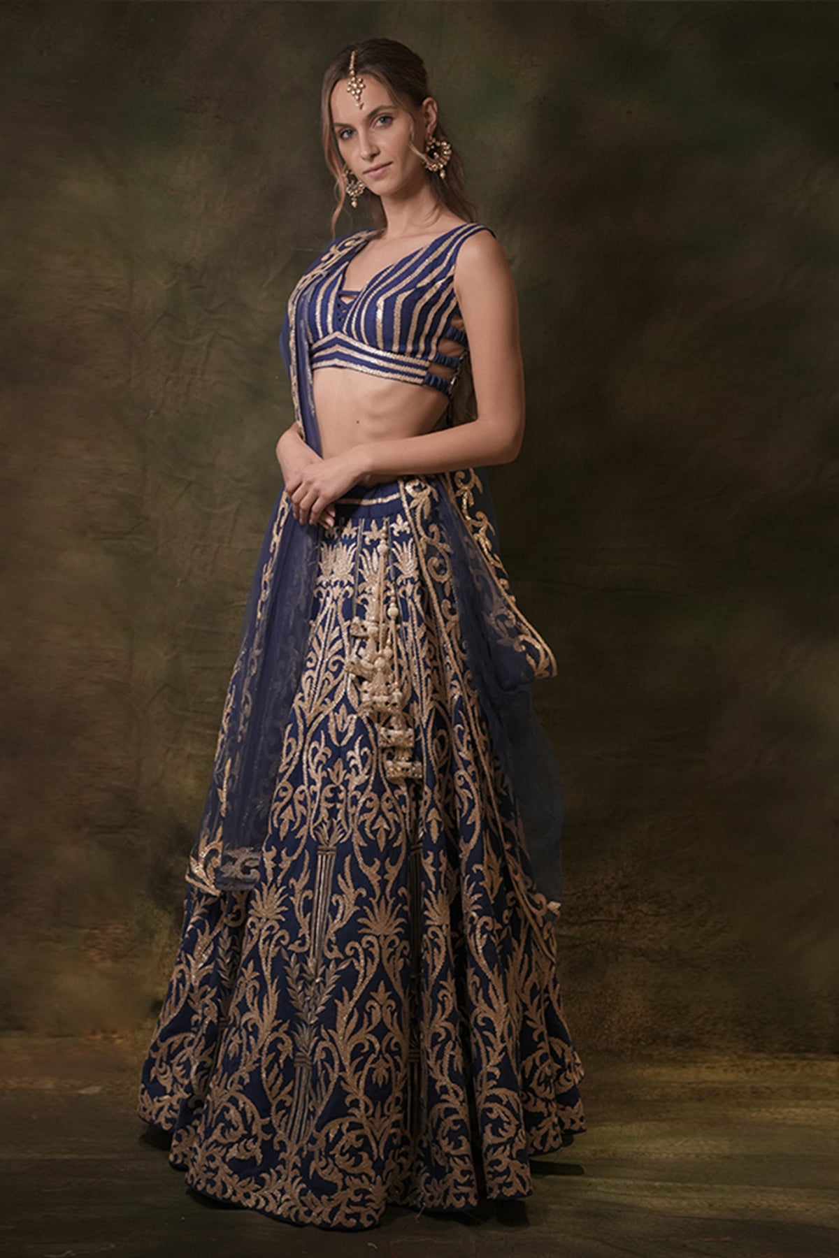 Electrical Blue Gota Lehenga Set