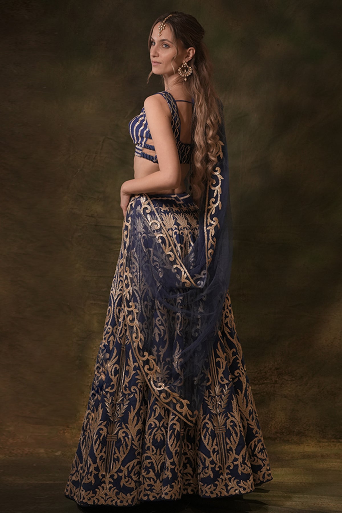 Electrical Blue Gota Lehenga Set