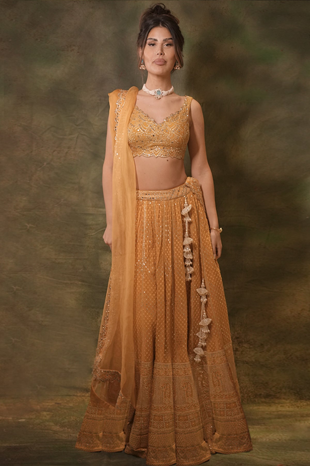 The Mustard Lucknowi Lehenga Set