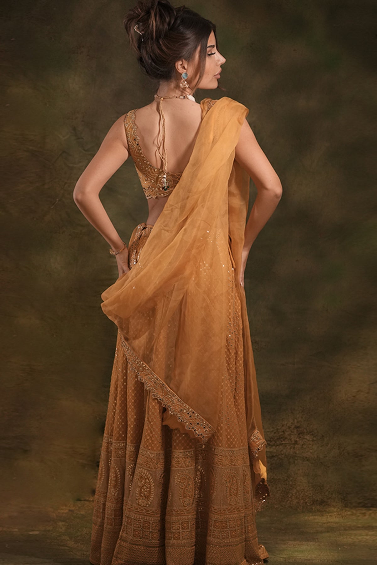 The Mustard Lucknowi Lehenga Set