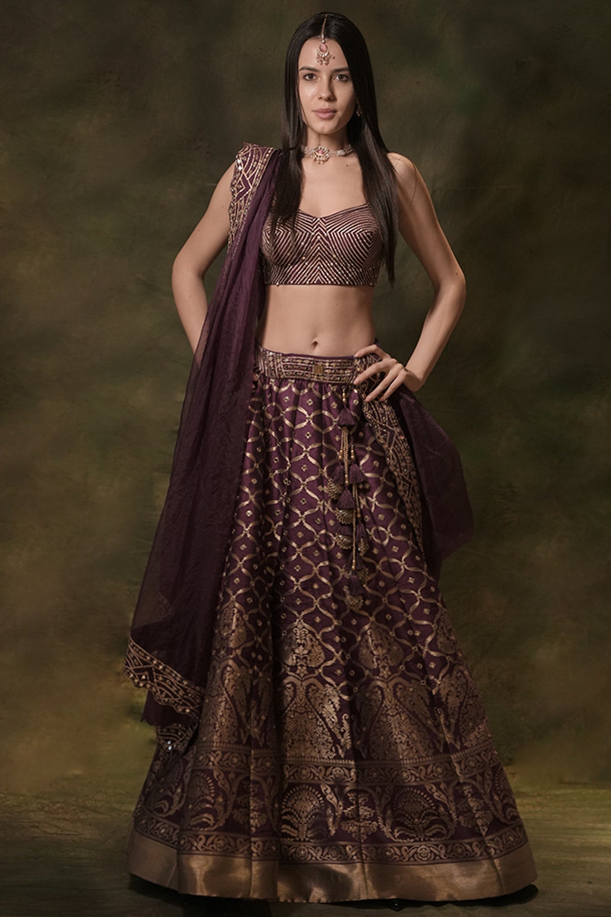 Purple Paisley Lehenga Set