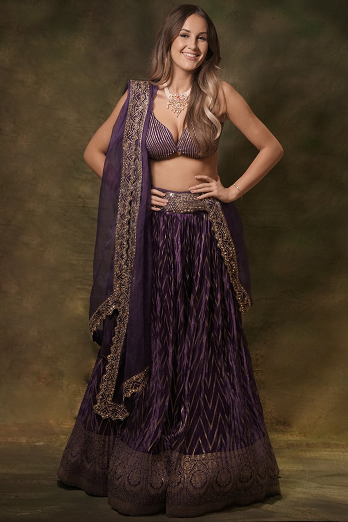 Chevron Purple Lehenga Set