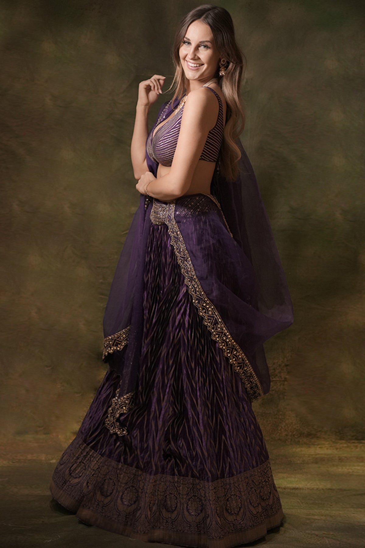 Chevron Purple Lehenga Set