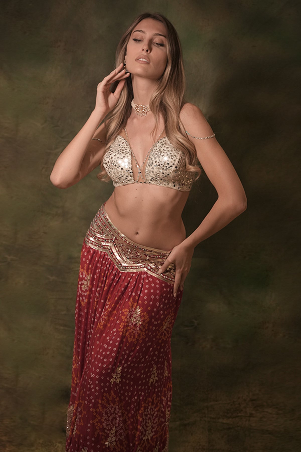 Red Bandhani Lehenga Set