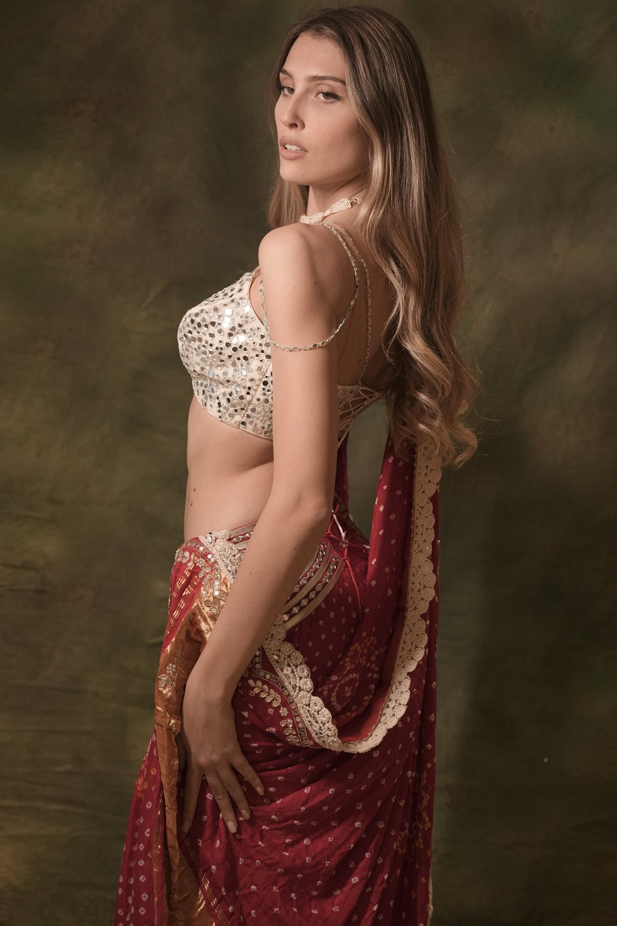 Red Bandhani Lehenga Set