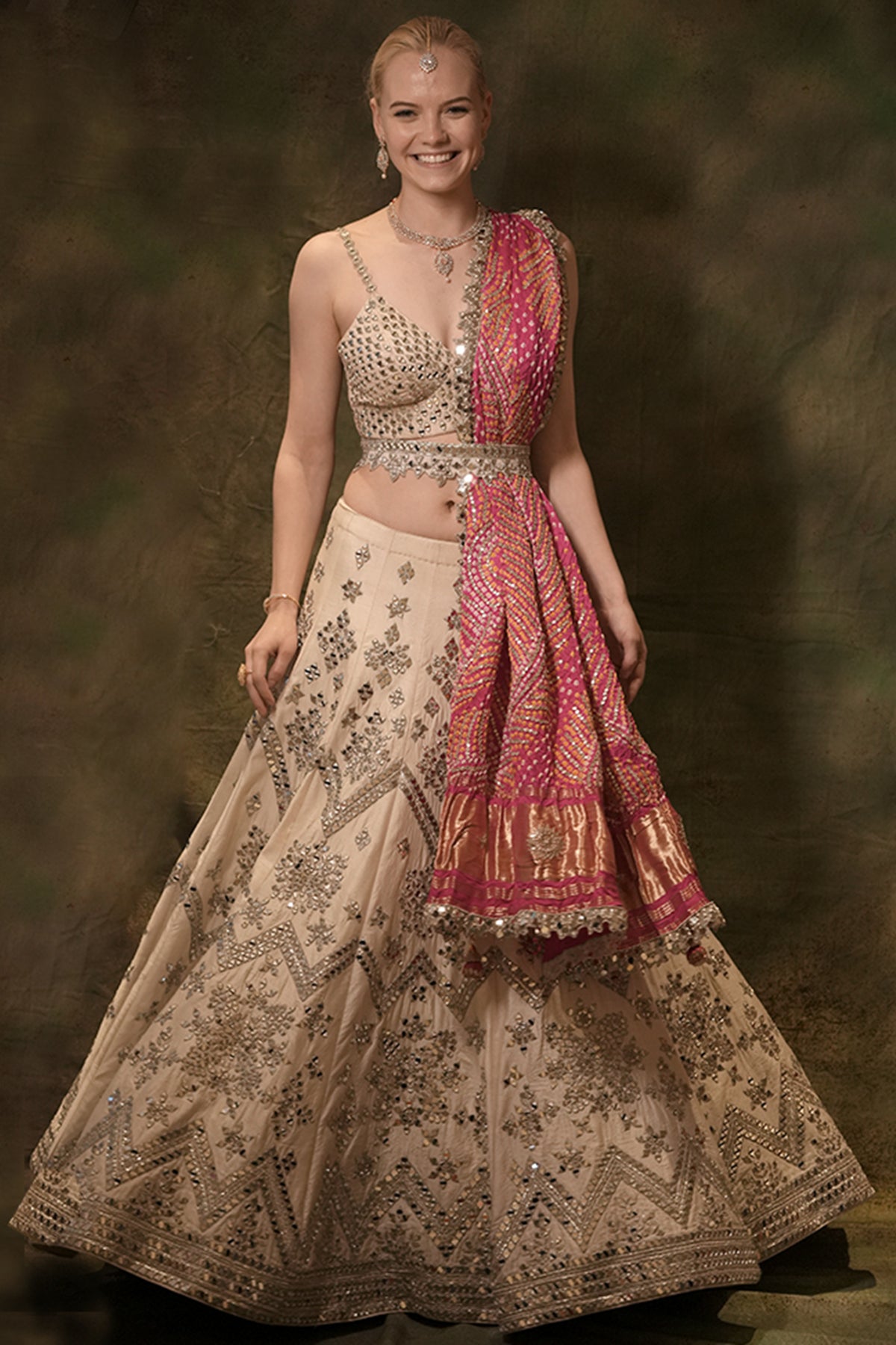 The Mirror Bandhani Lehenga Set