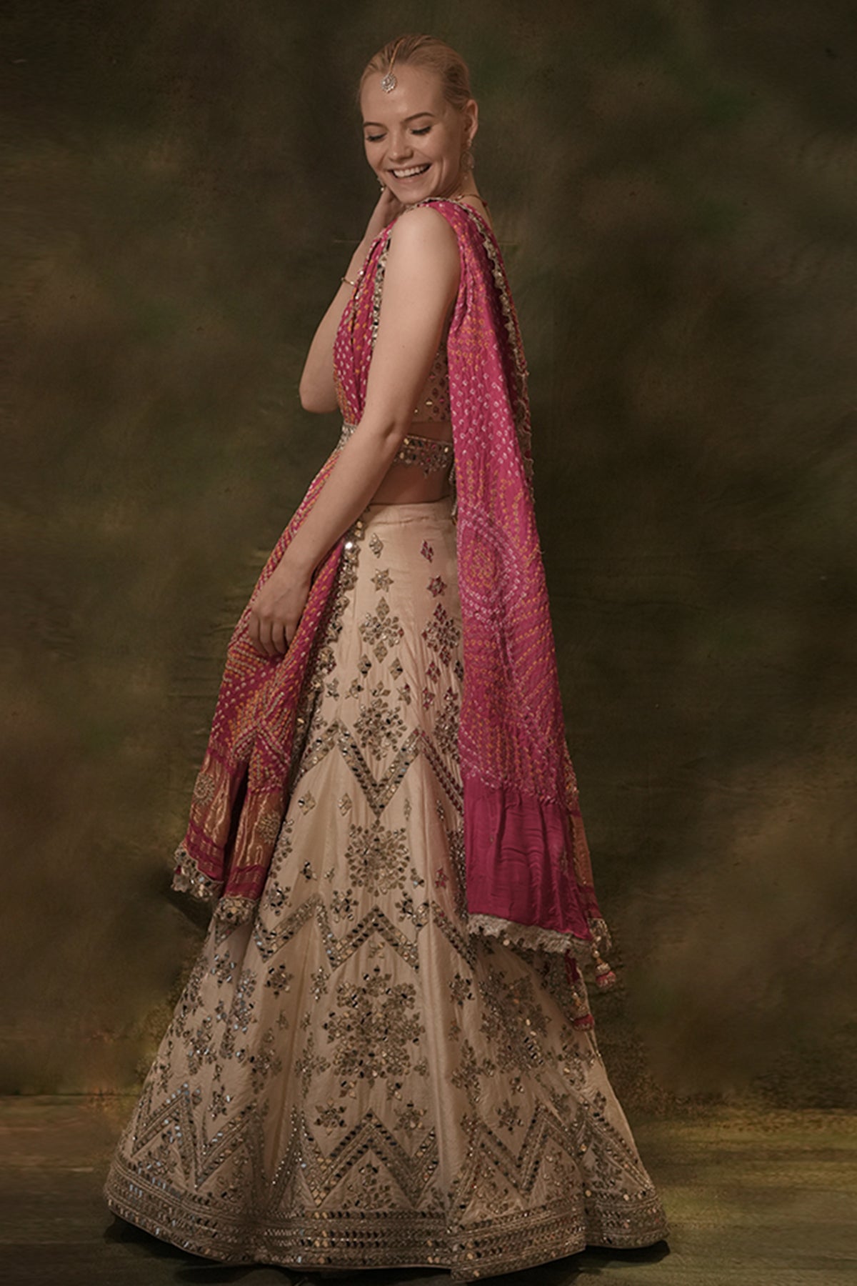 The Mirror Bandhani Lehenga Set