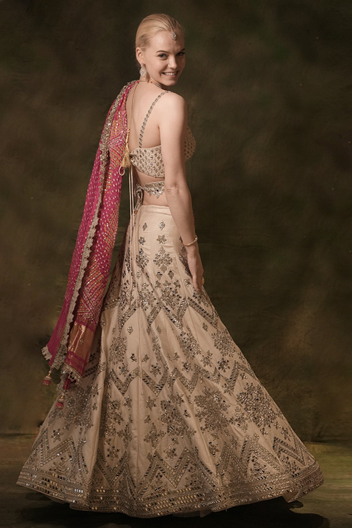 The Mirror Bandhani Lehenga Set