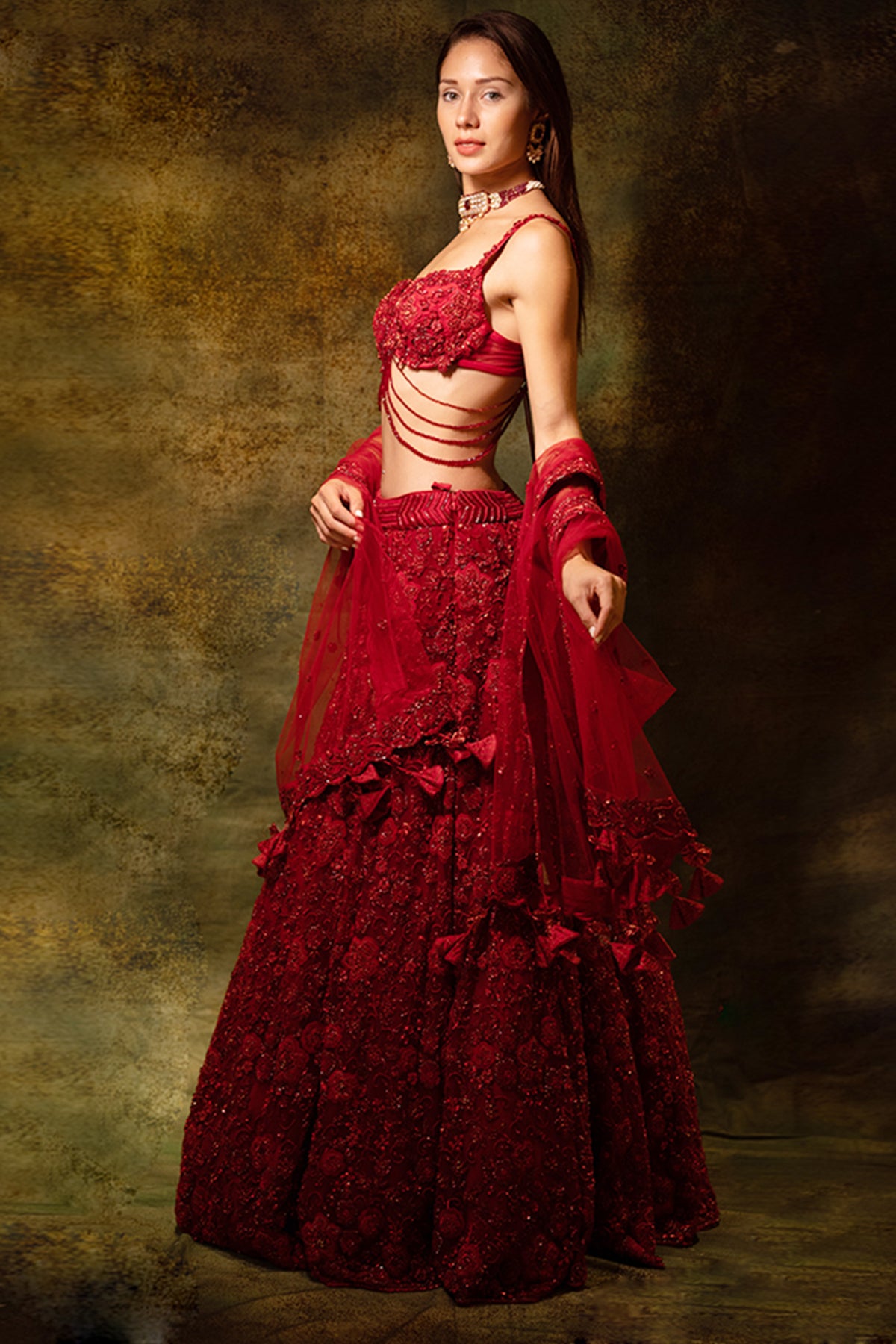 The Red Floral Lehenga Set