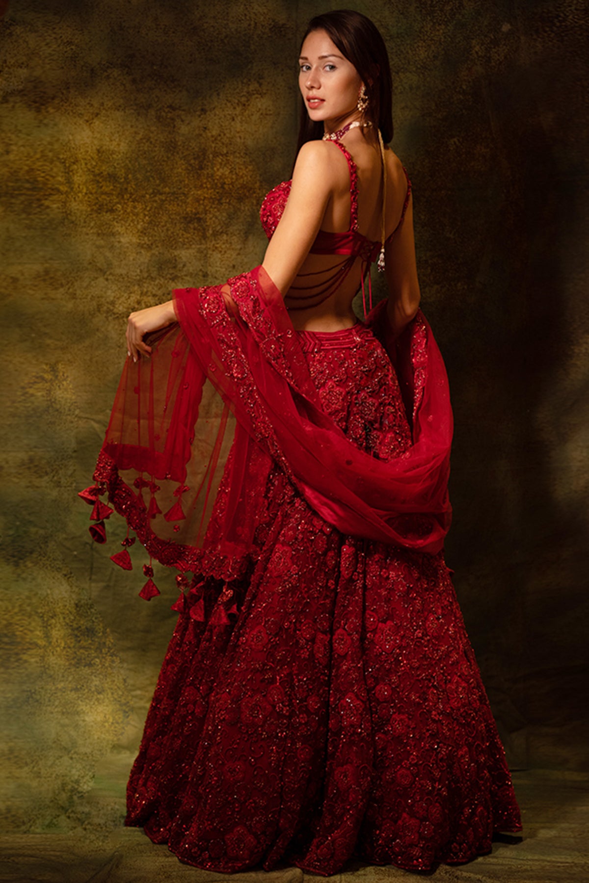 The Red Floral Lehenga Set