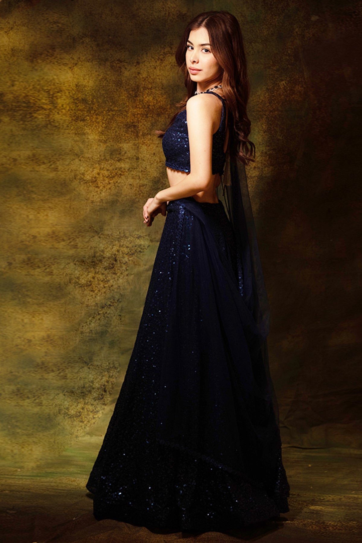 The Sequins Blue Lehenga Set