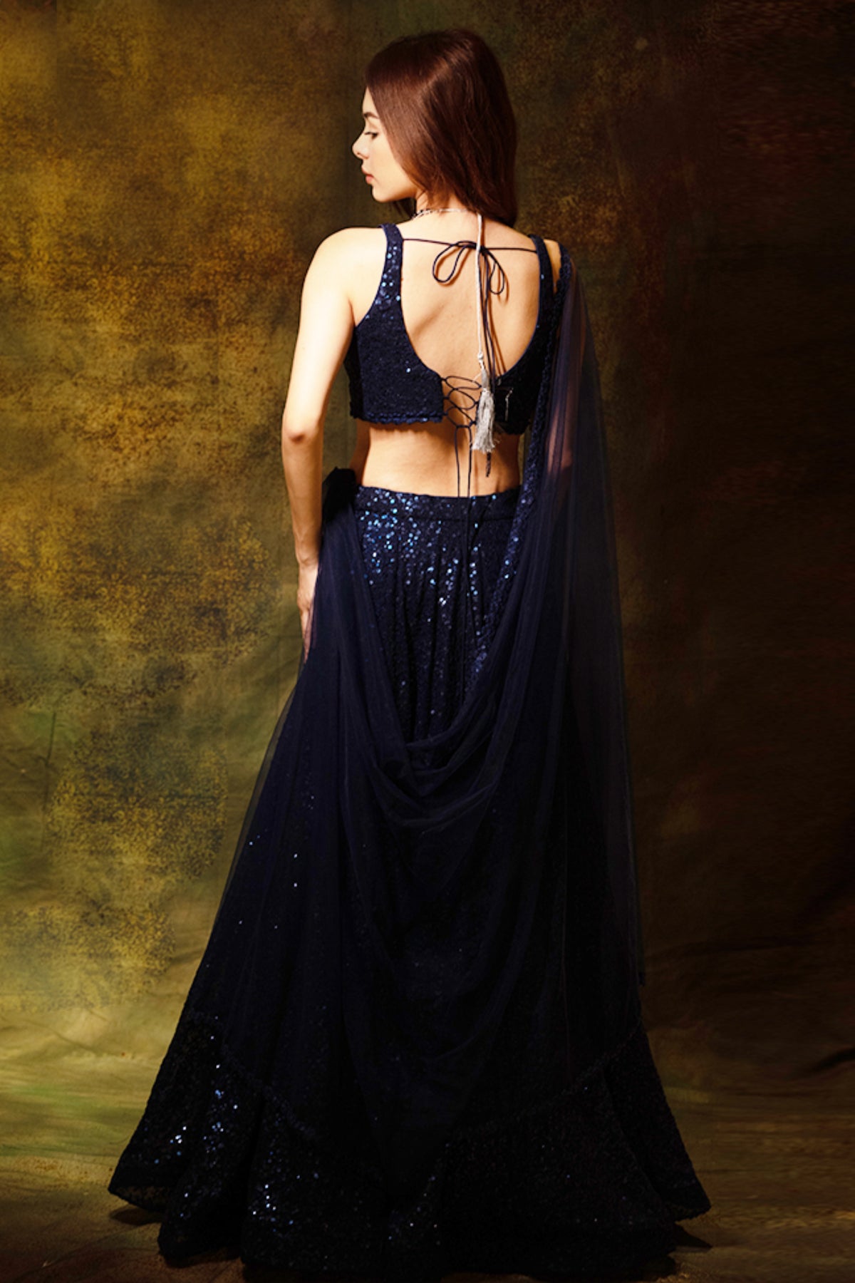 The Sequins Blue Lehenga Set