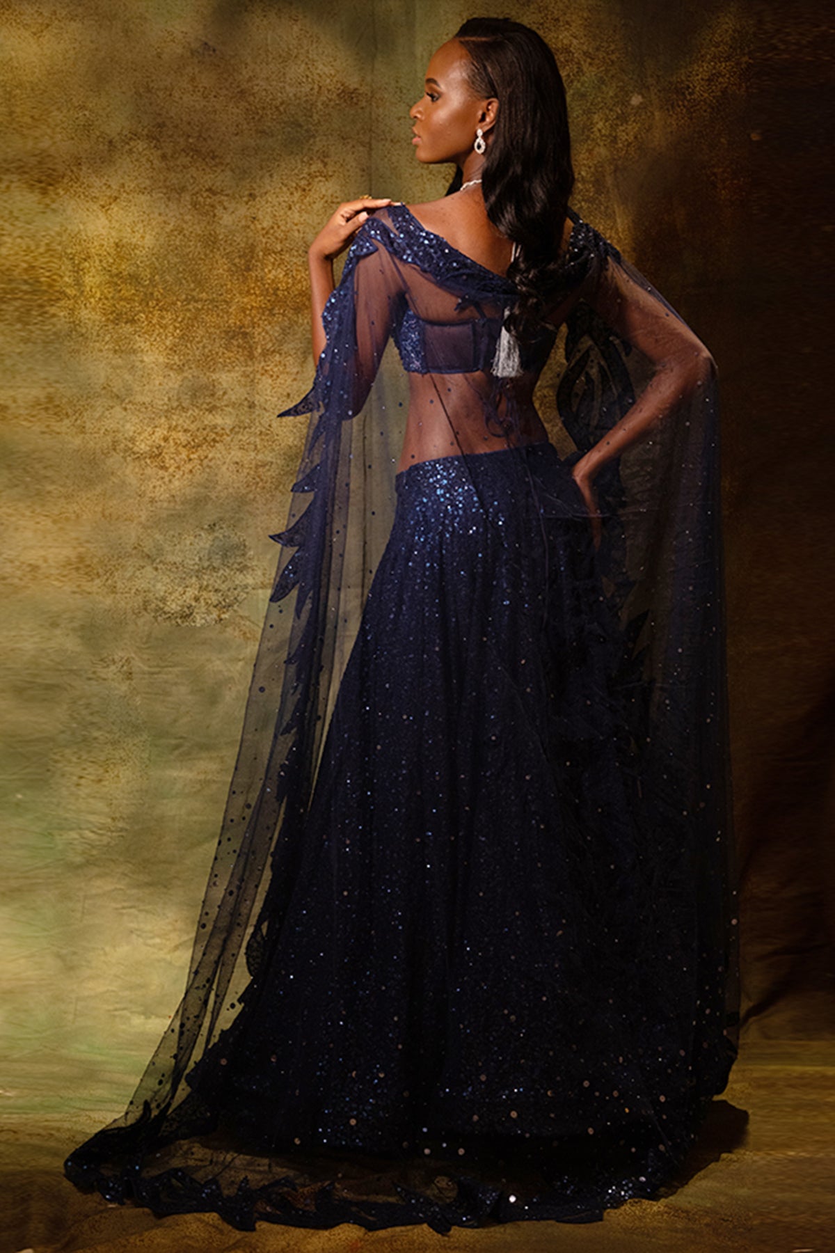 Shimmering Blue Trail Lehenga Set