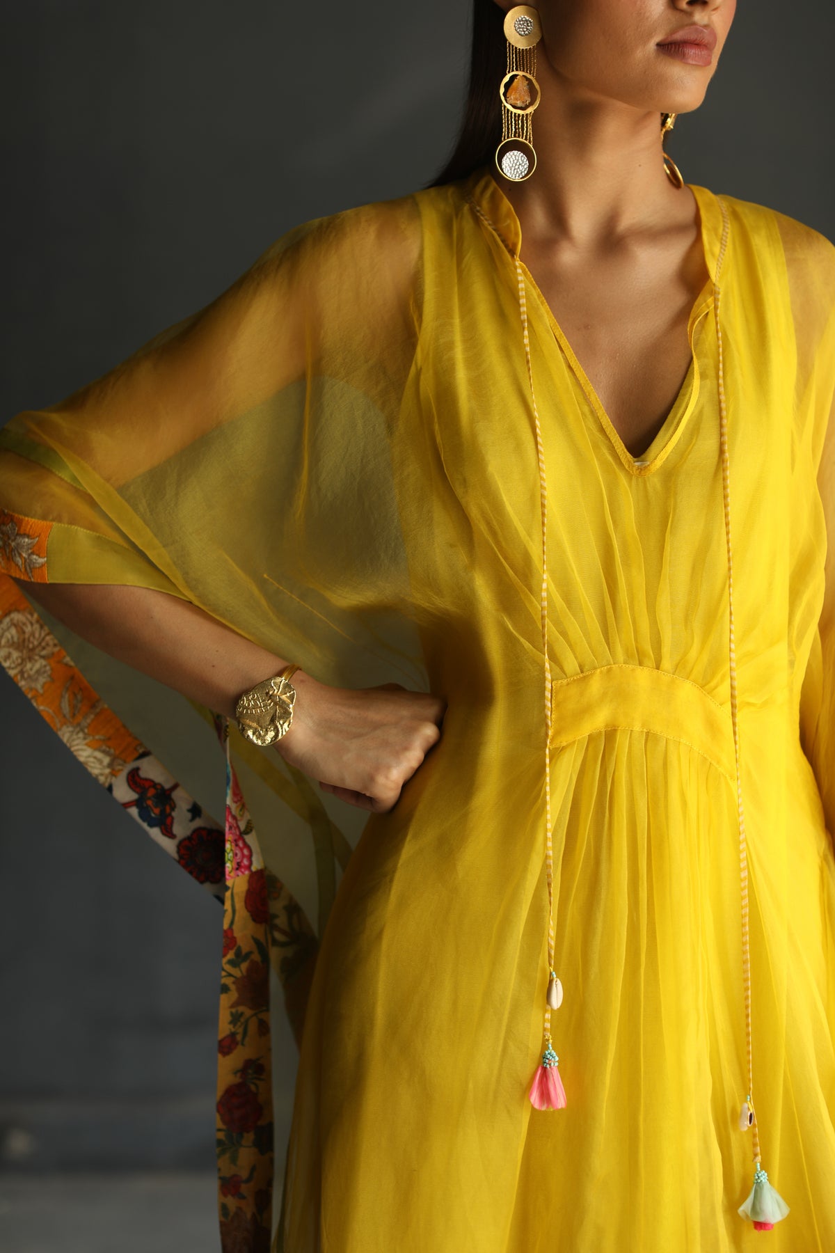 Yellow Organza Kaftan