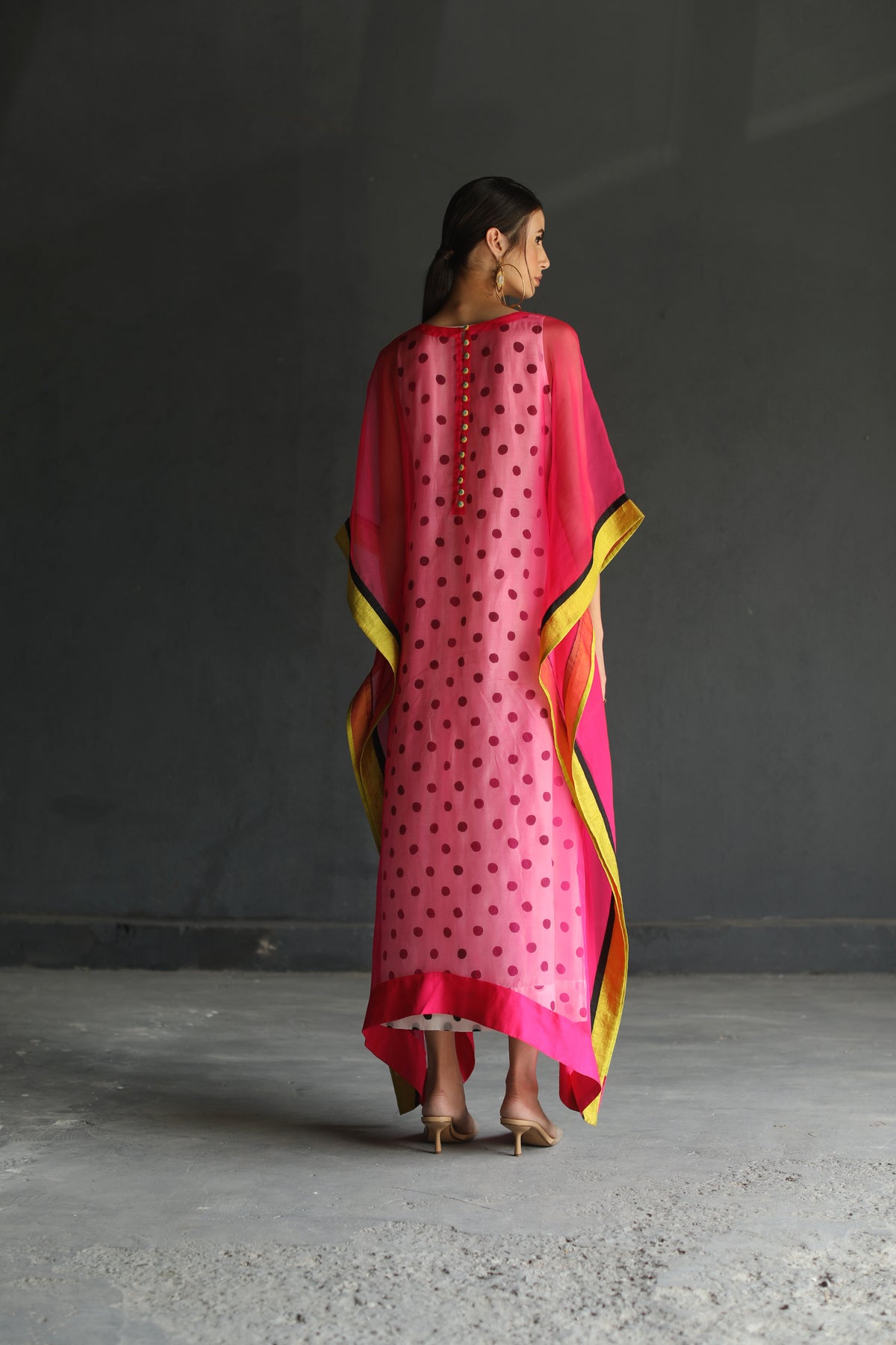 Hot Pink Flower Organza Kaftan