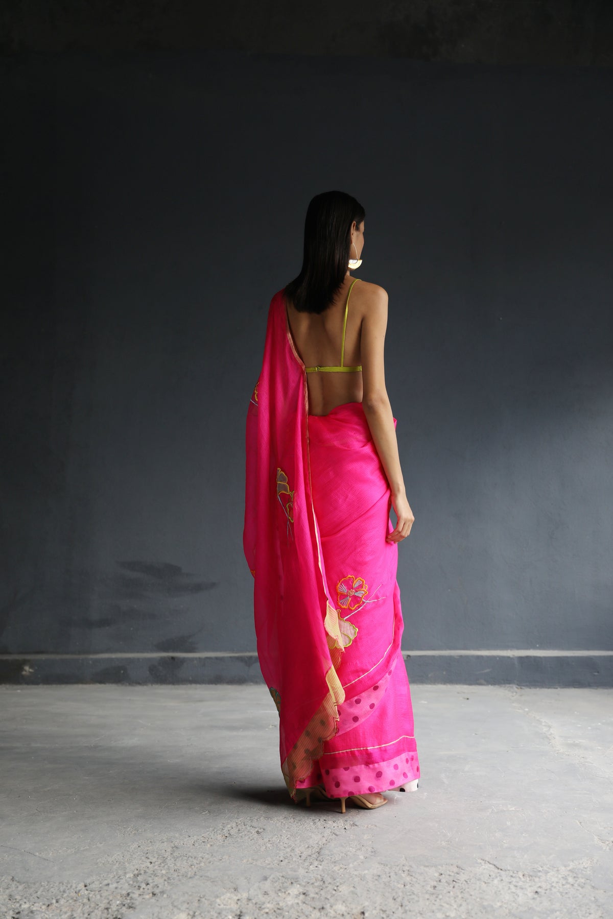 Hot Pink Floral Kota Sari