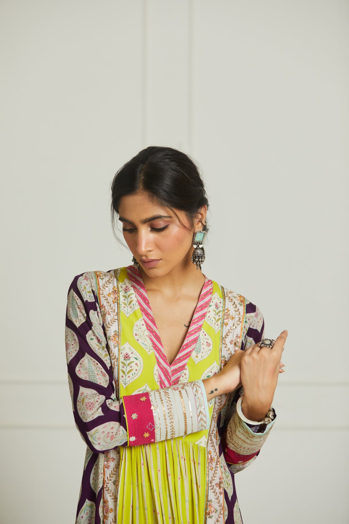 Puple lime printed kurta set