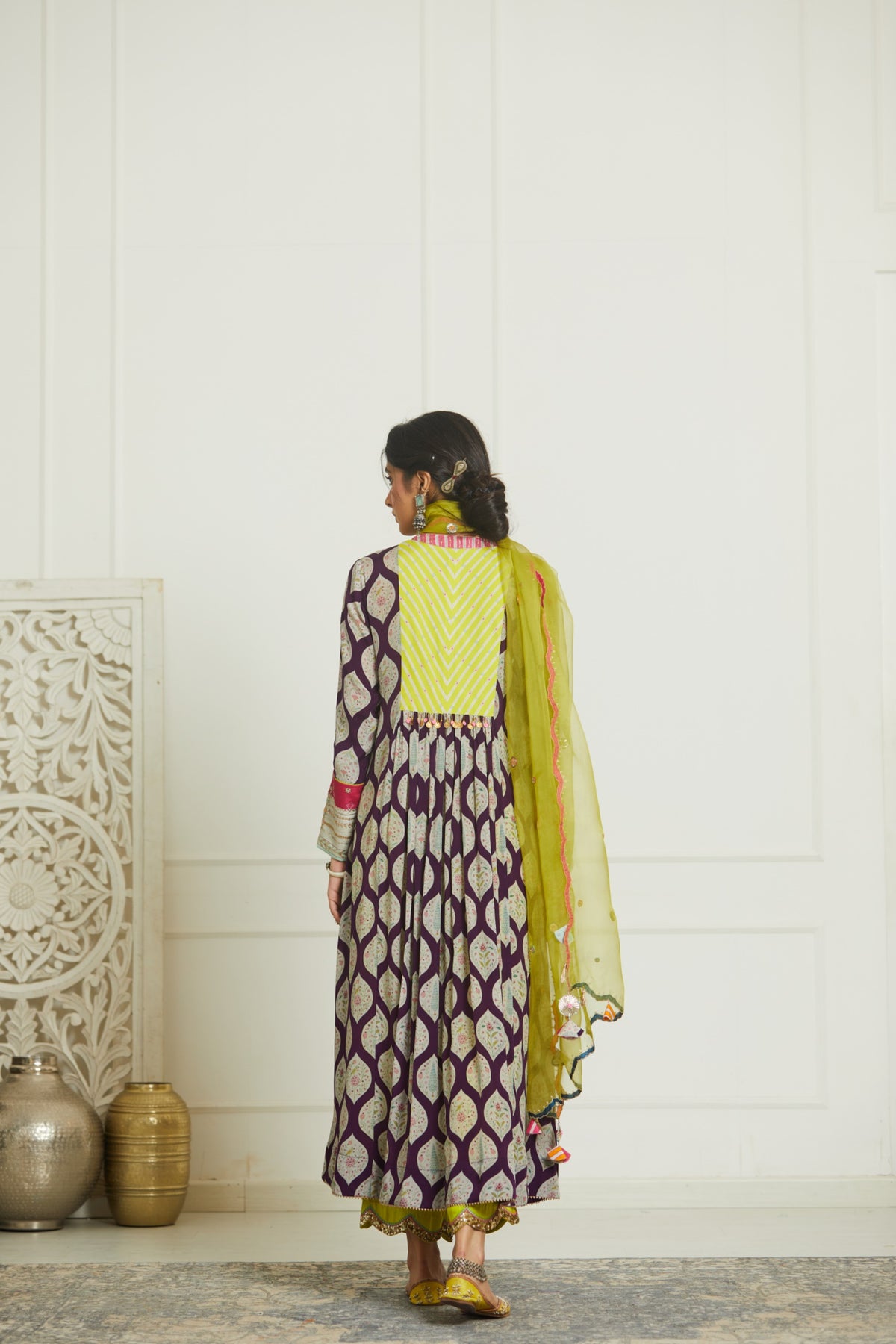 Puple lime printed kurta set