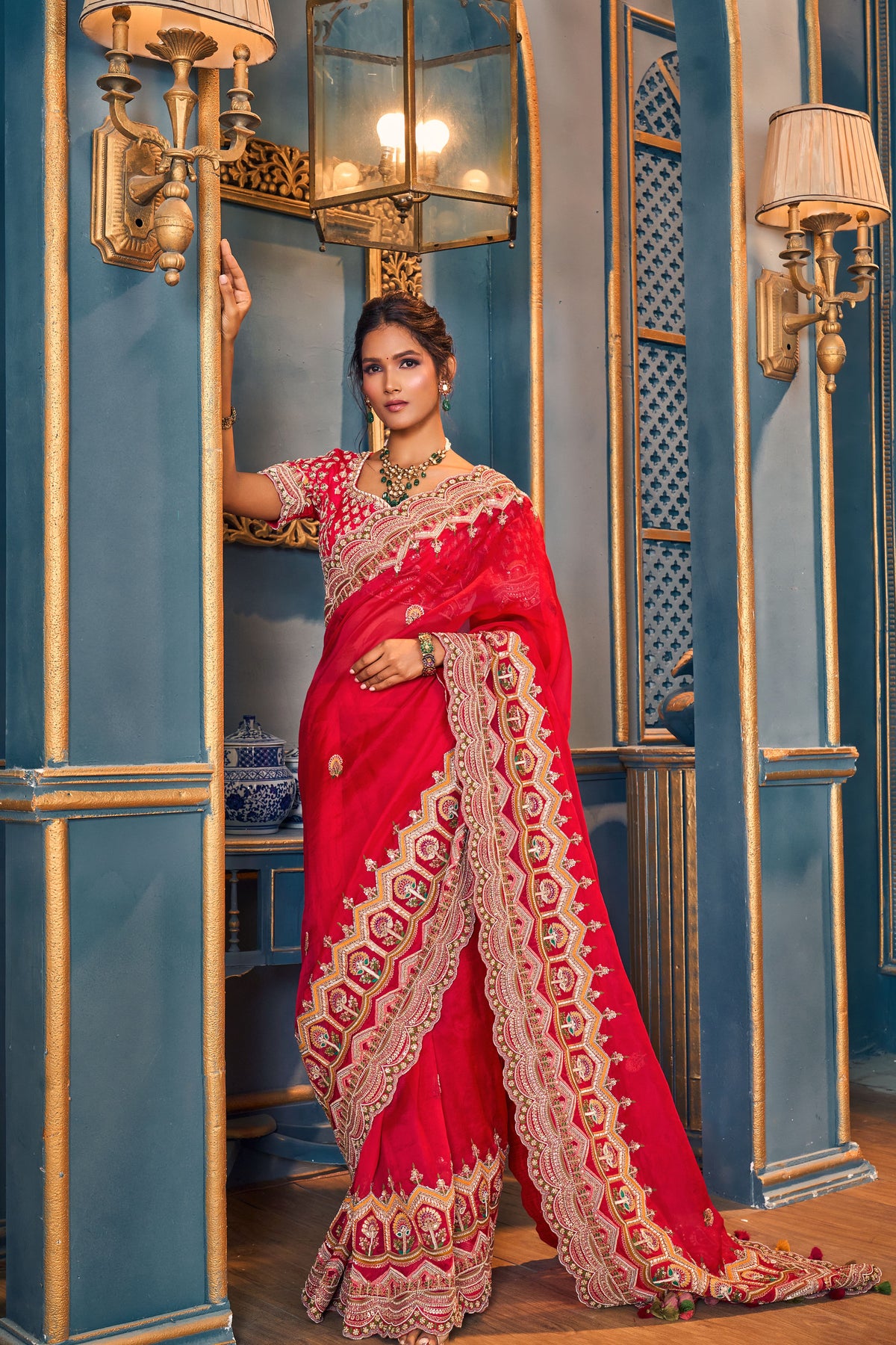 Fuchsia Pink Organza Saree