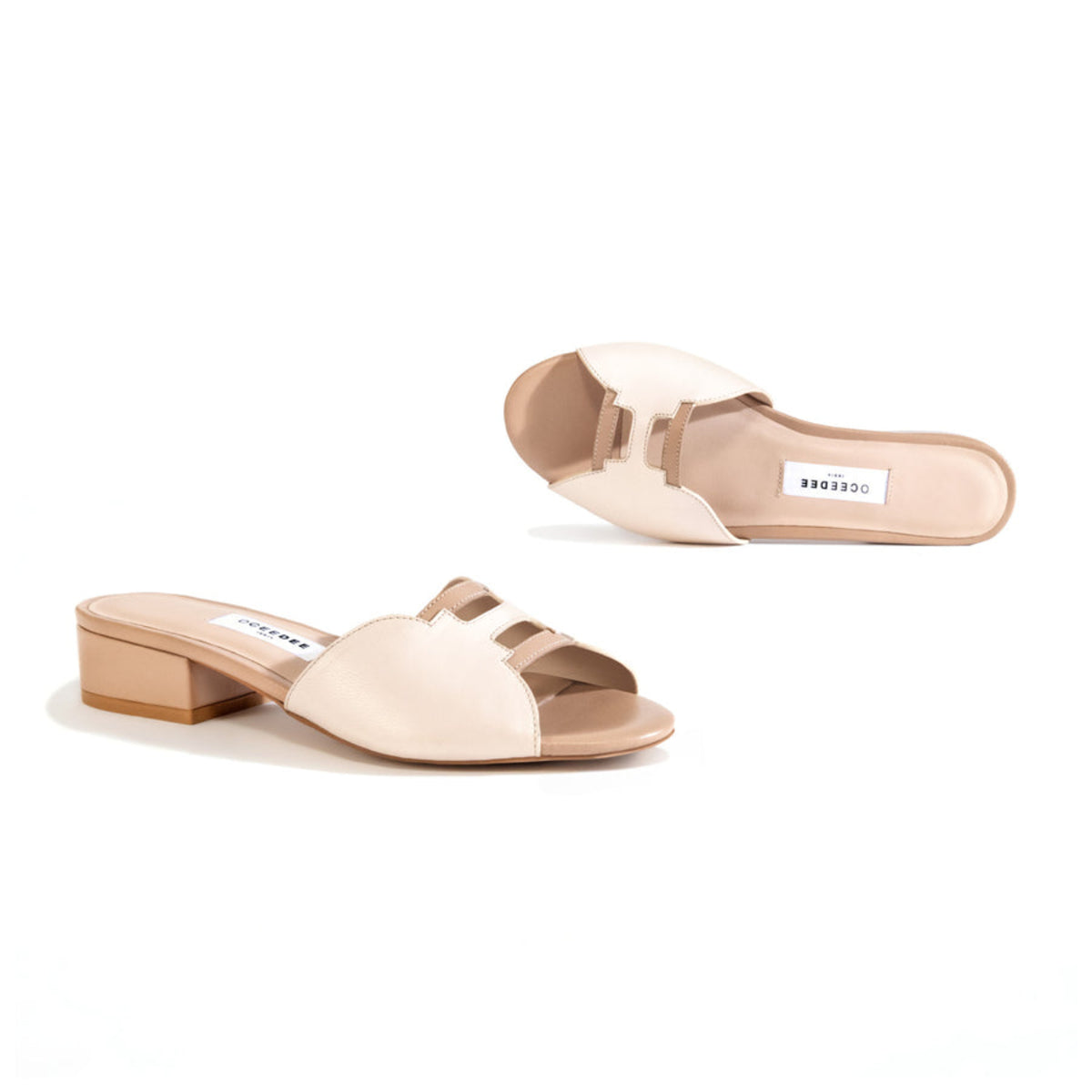 Ivory &amp; Nude 1 Inches Open Toe Sliders