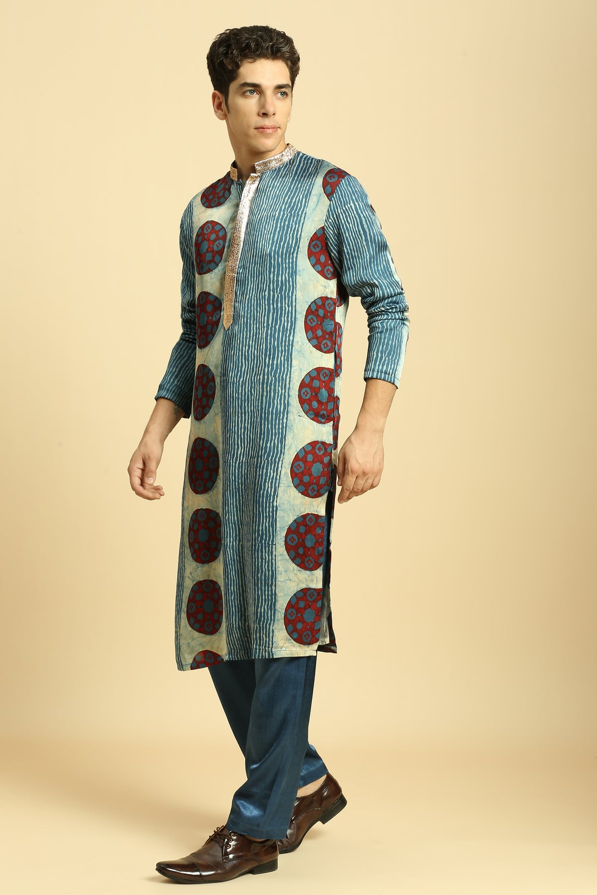 Blue Ajrakh Printed Kurta With pant