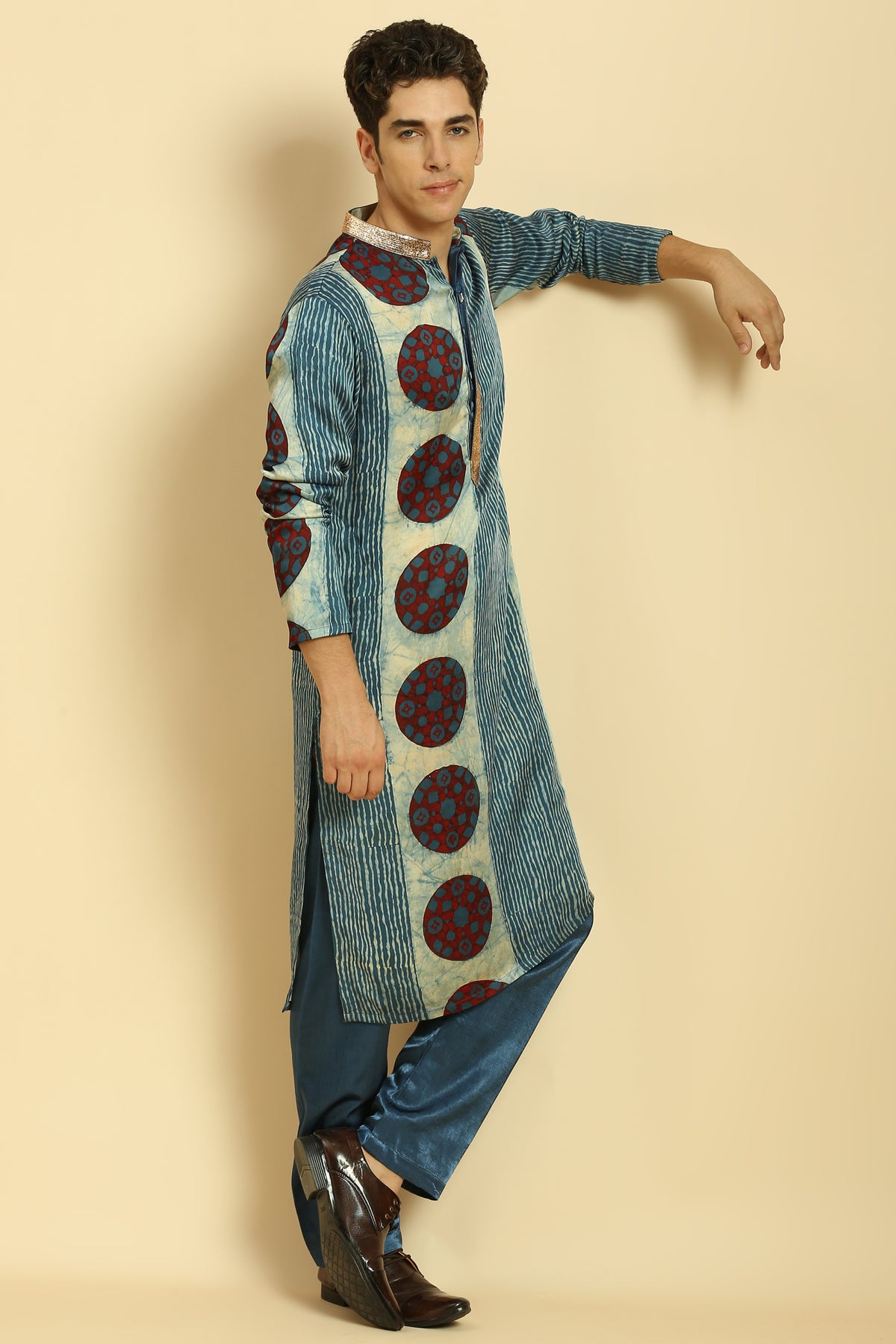 Blue Ajrakh Printed Kurta With pant