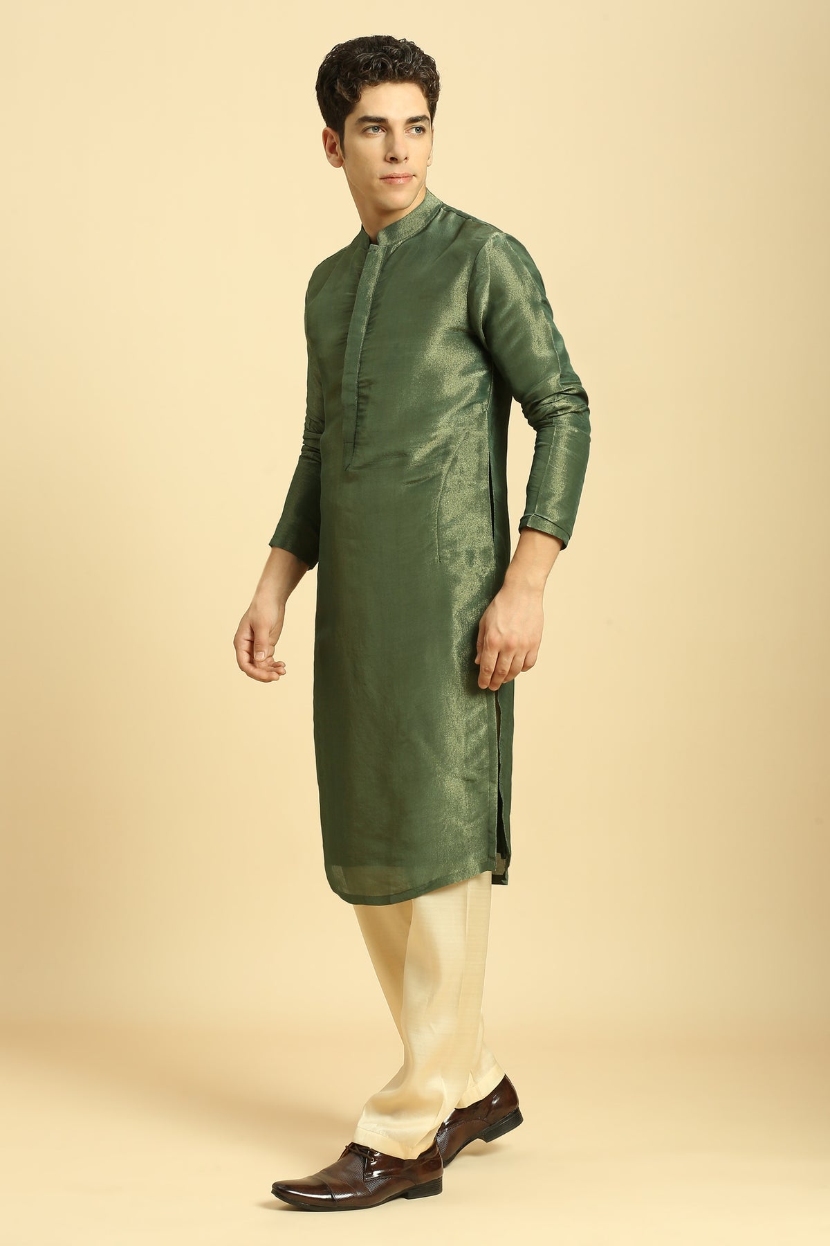 Green Tissue Kurta Set