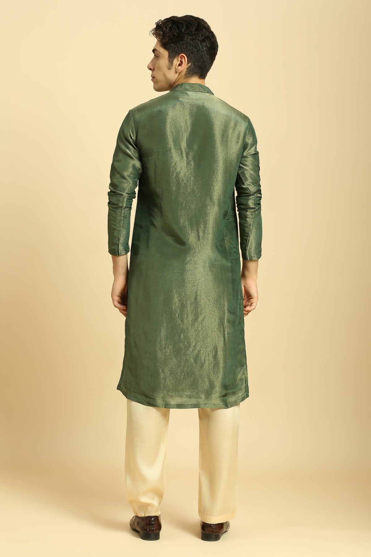 Green Tissue Kurta Set