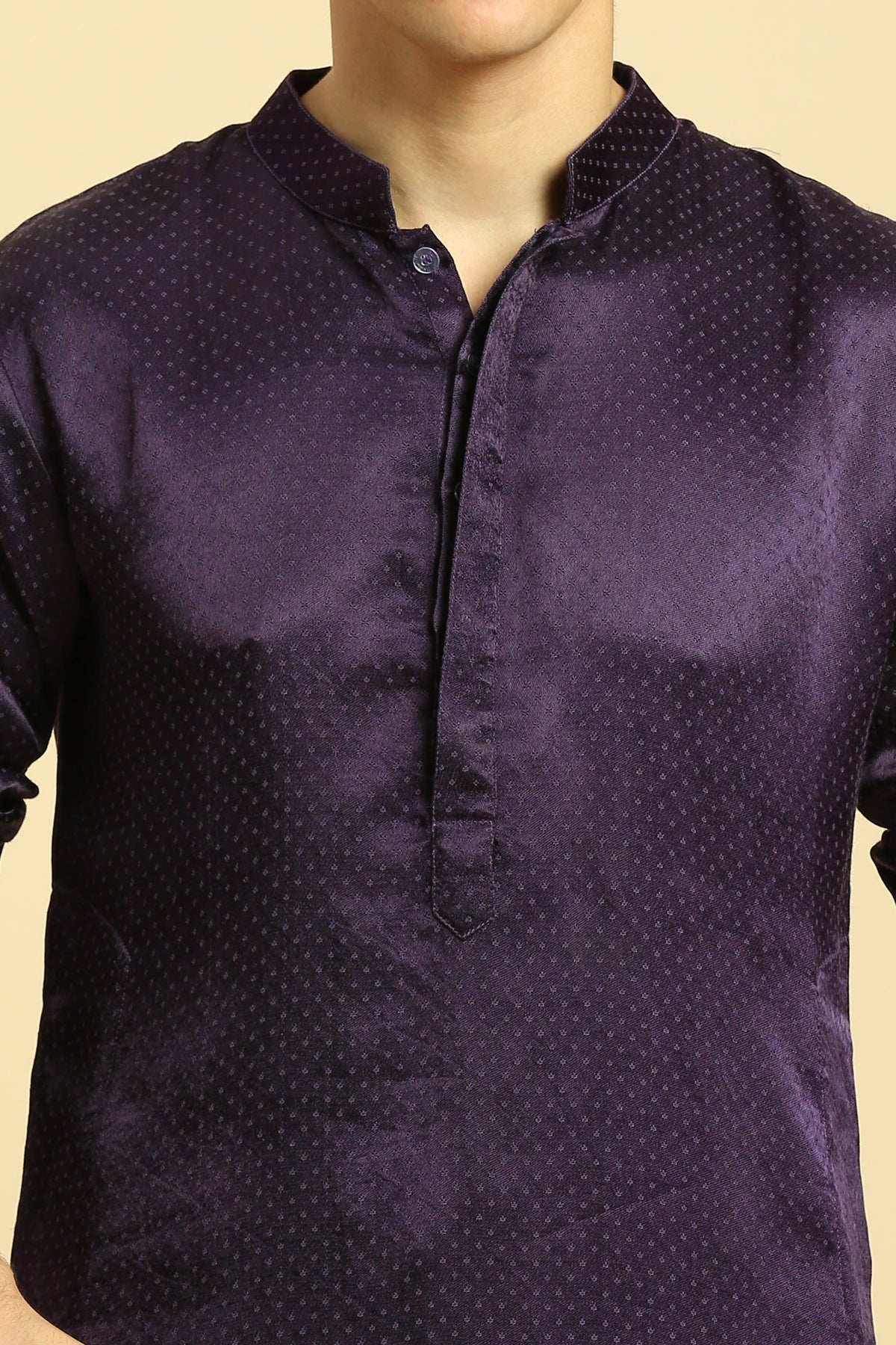 Deep Purple Kurta with Pant with Tissue Embroidered Dupatta