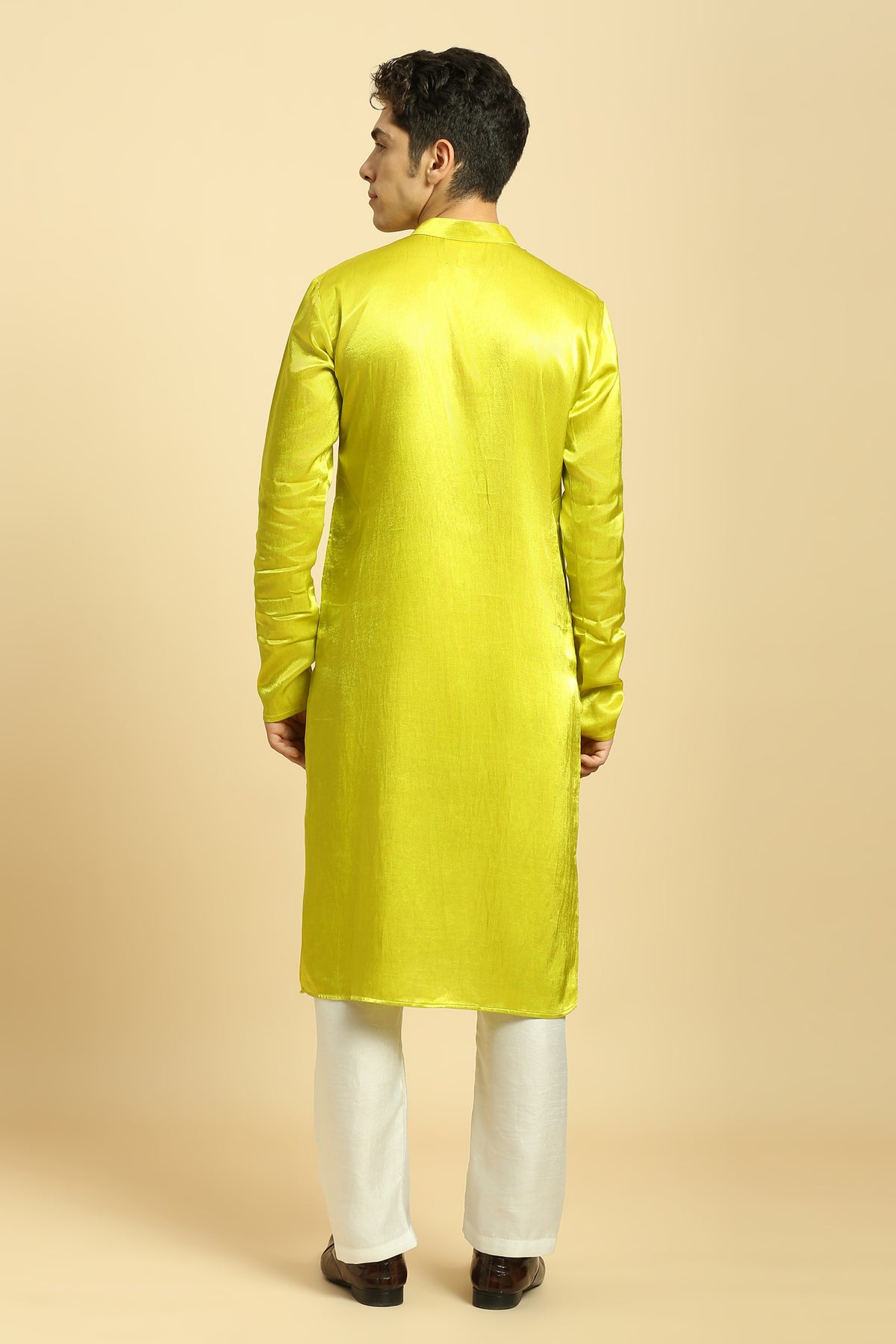 Neon Green Kurta With White Pant With Multi Colour Dupatta