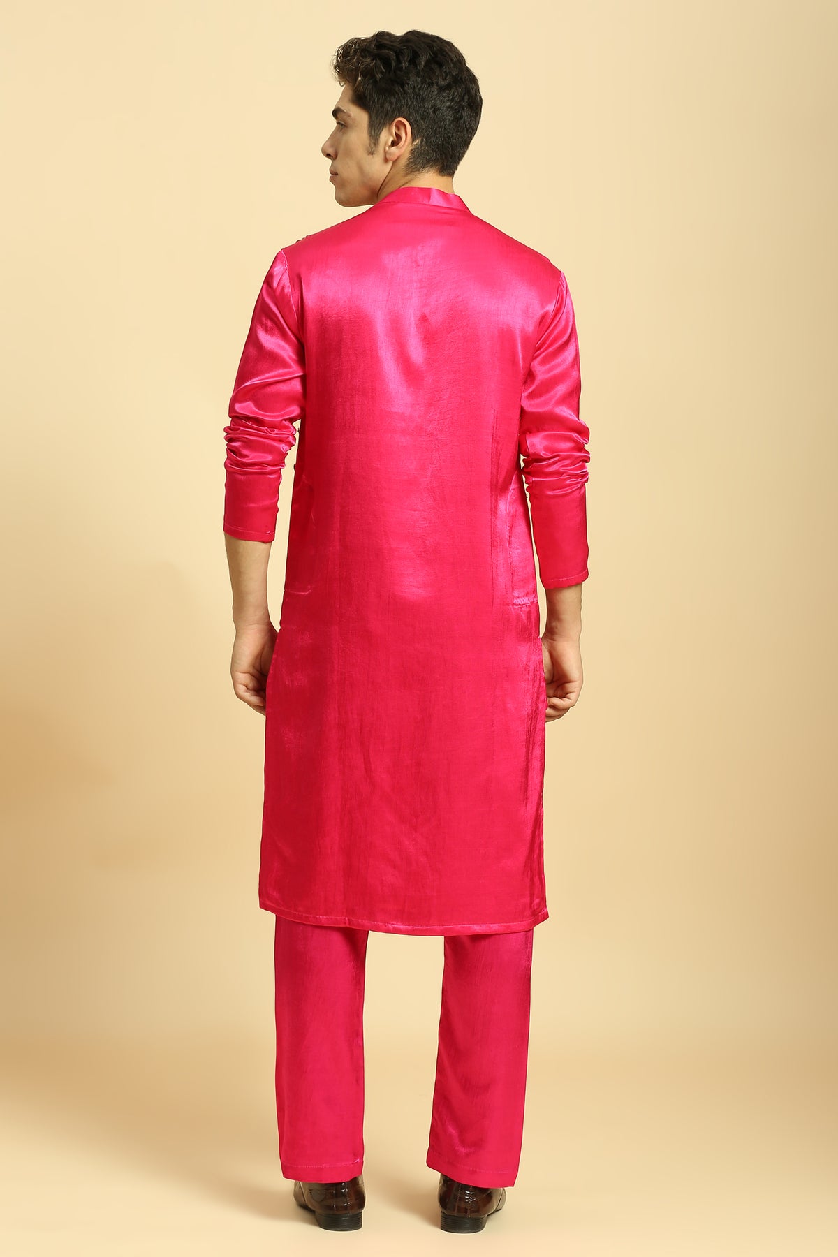 Hot Pink Embroiderd Kurta With Pant