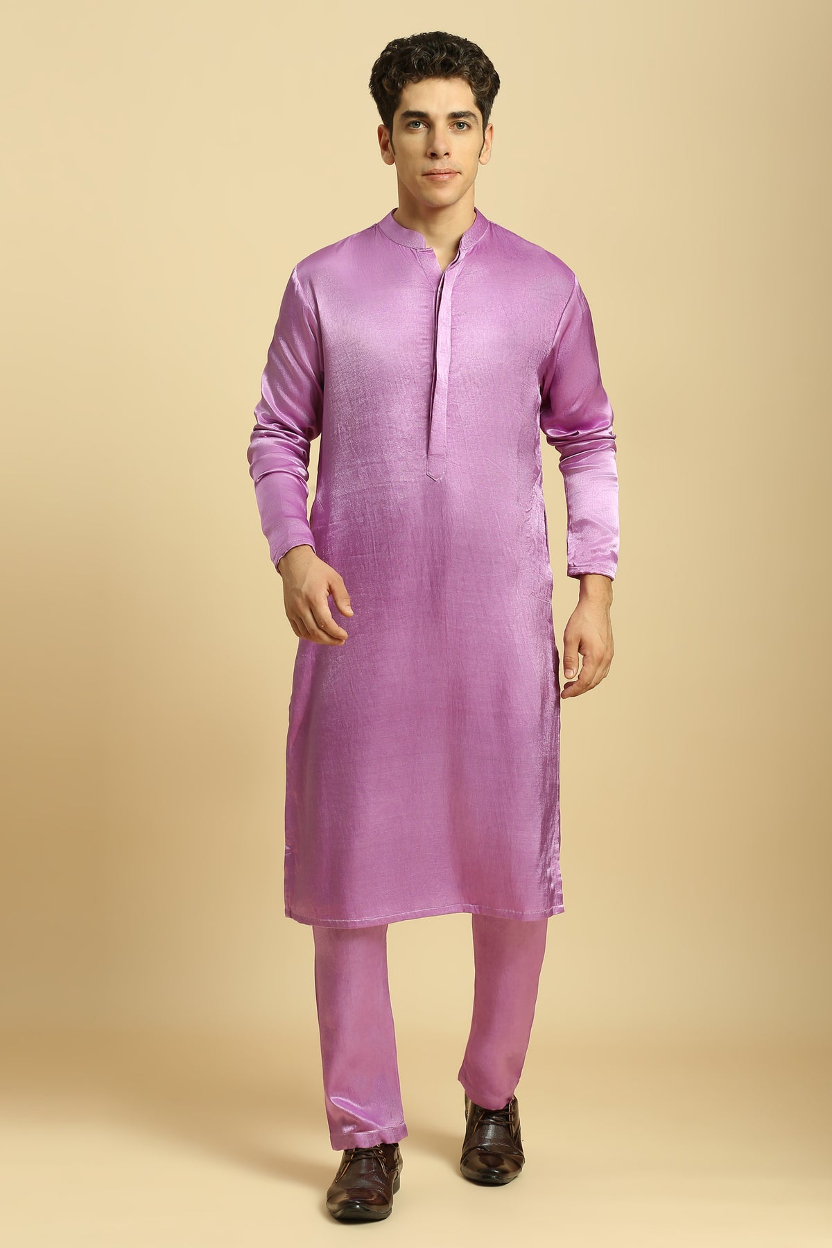 Purple Kurta With Pant With Ombre Dupatta