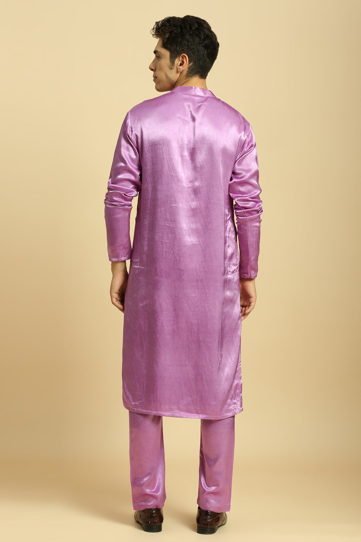 Purple Kurta With Pant With Ombre Dupatta