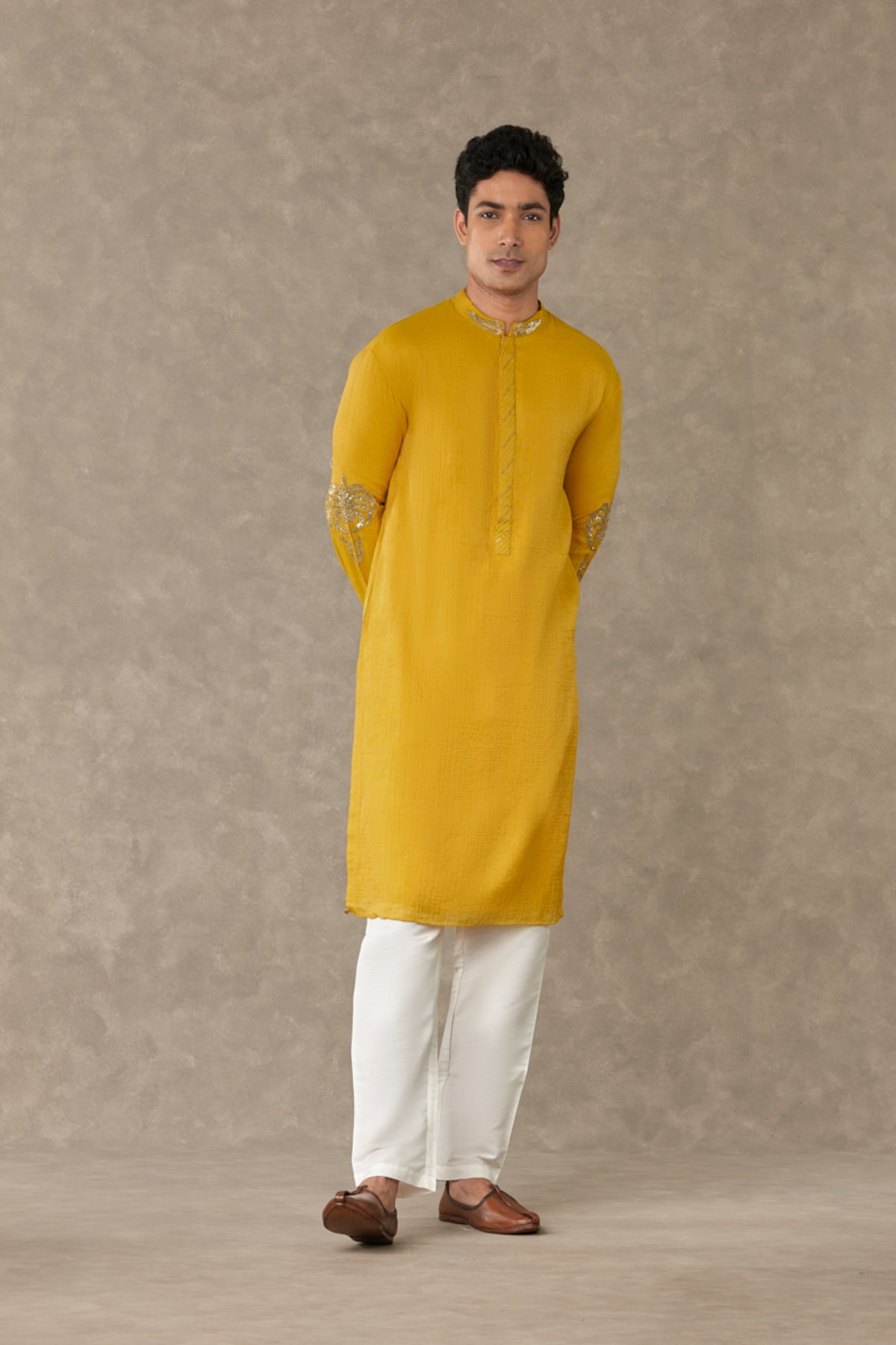 Corn Yellow Shajara Kurta