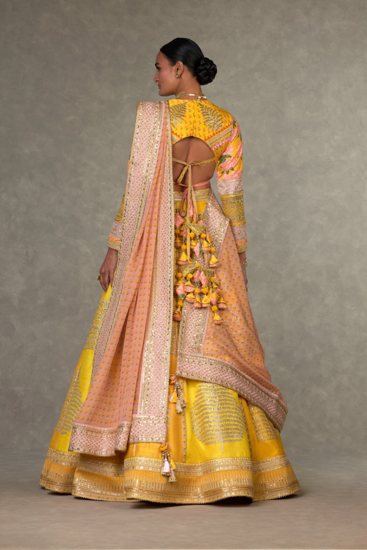 Yellow Sorbet Paan-Patti Lehenga