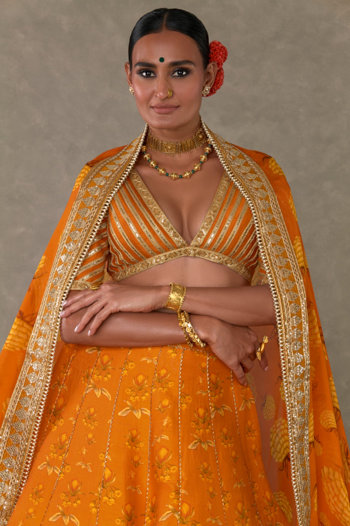 Rust Narangi-Bagh Lehenga Set