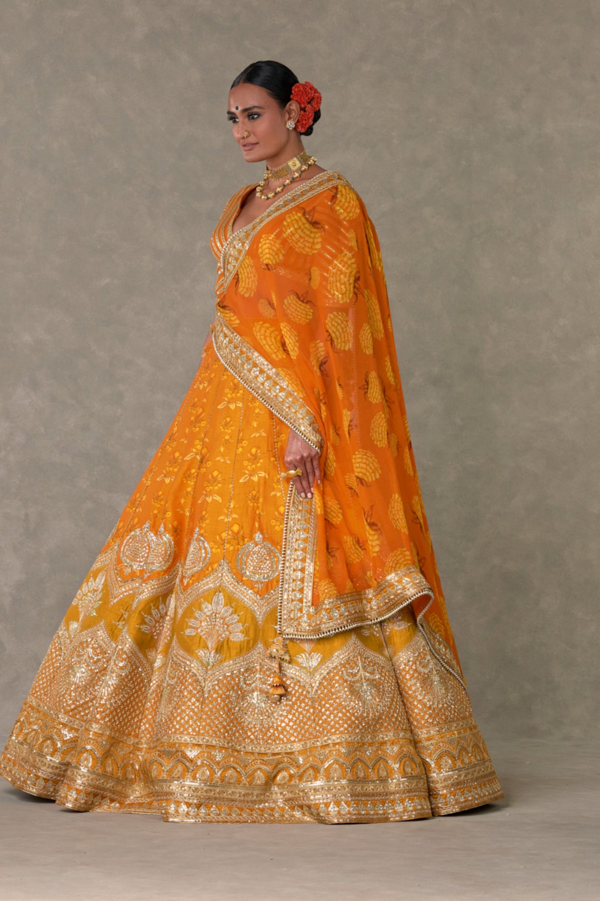 Rust Narangi-Bagh Lehenga Set