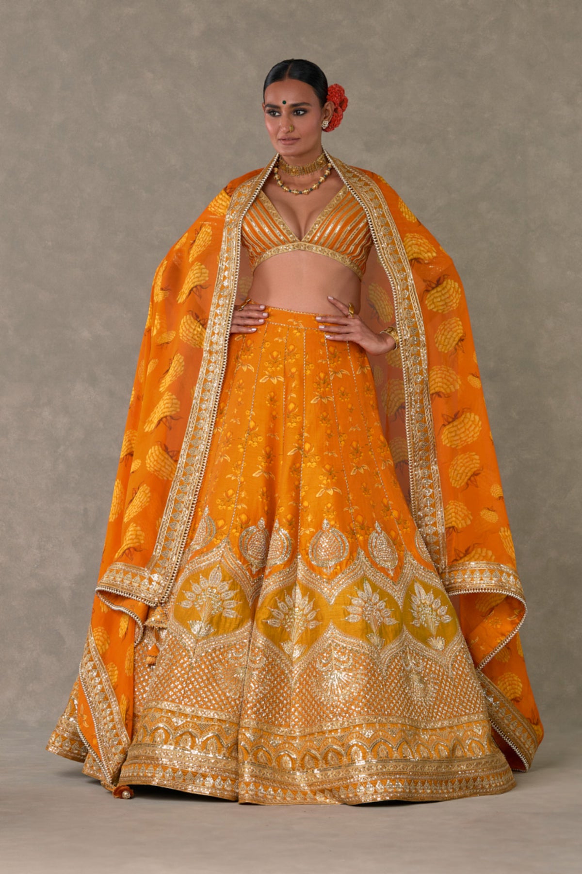 Rust Narangi-Bagh Lehenga Set