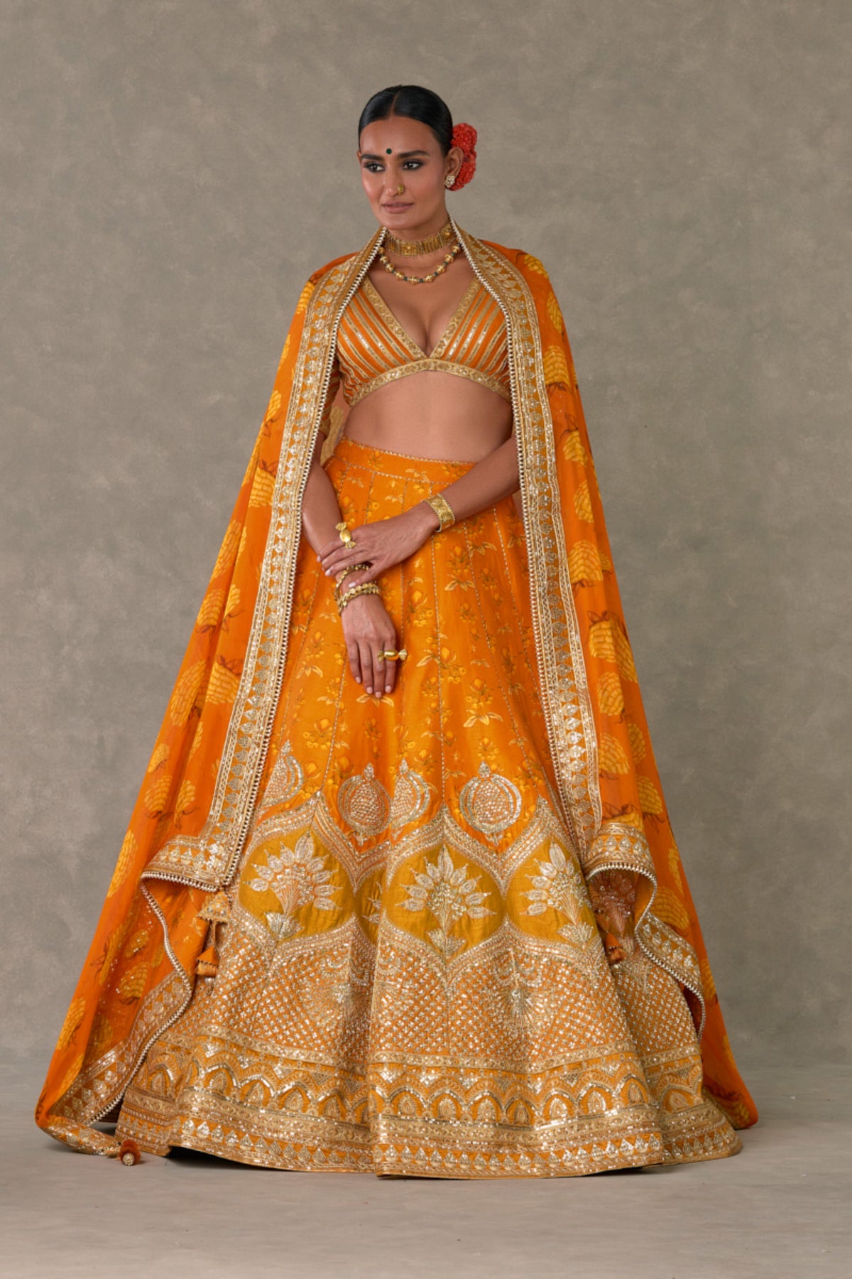 Rust Narangi-Bagh Lehenga Set