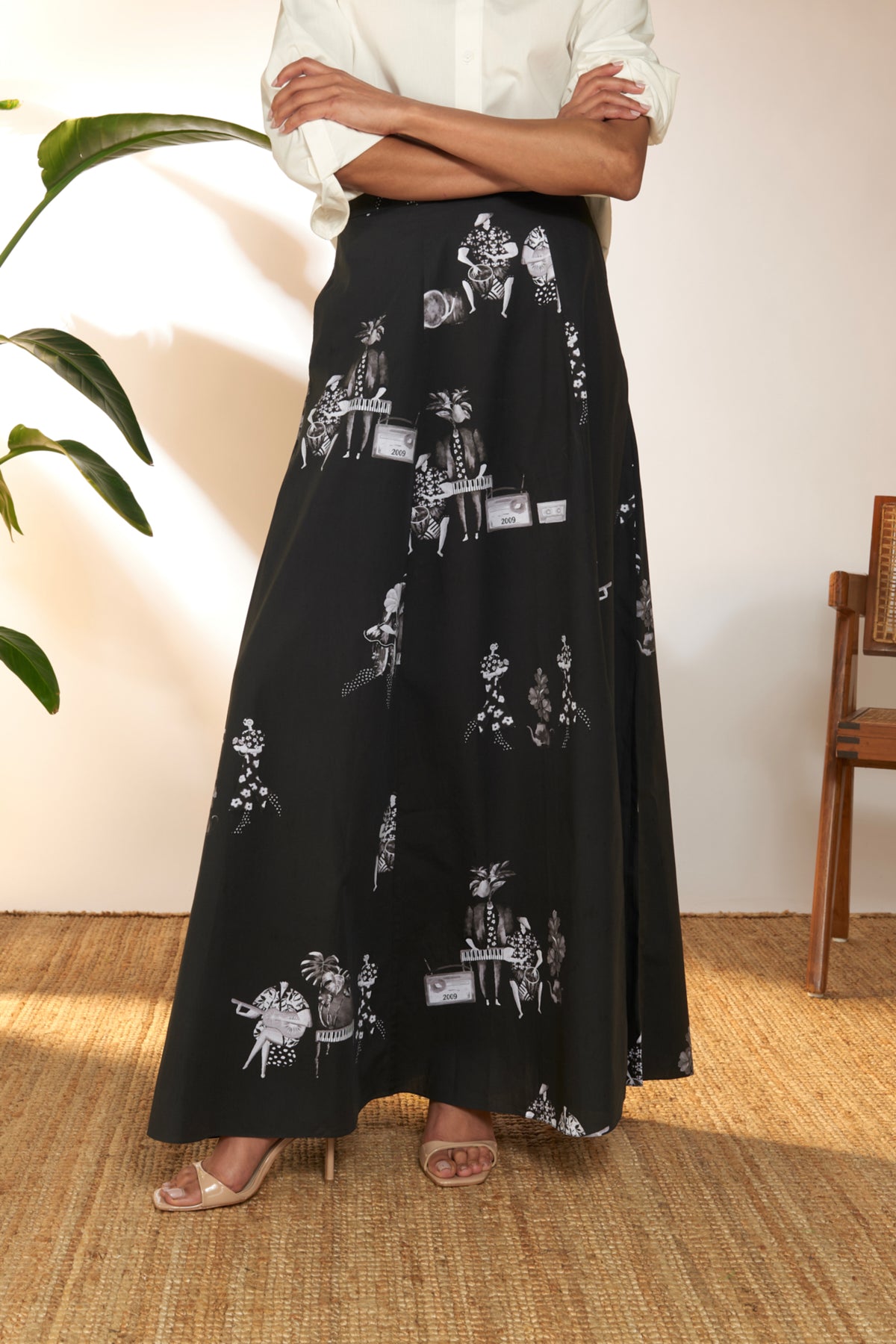 Tropicool Greyscale Maxi Skirt