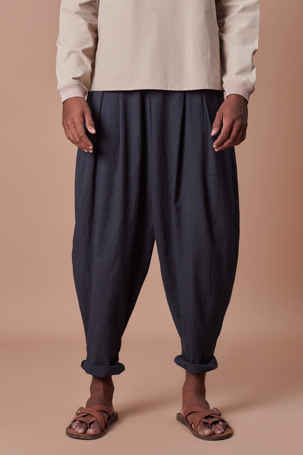 Charcoal pleated balloon pants