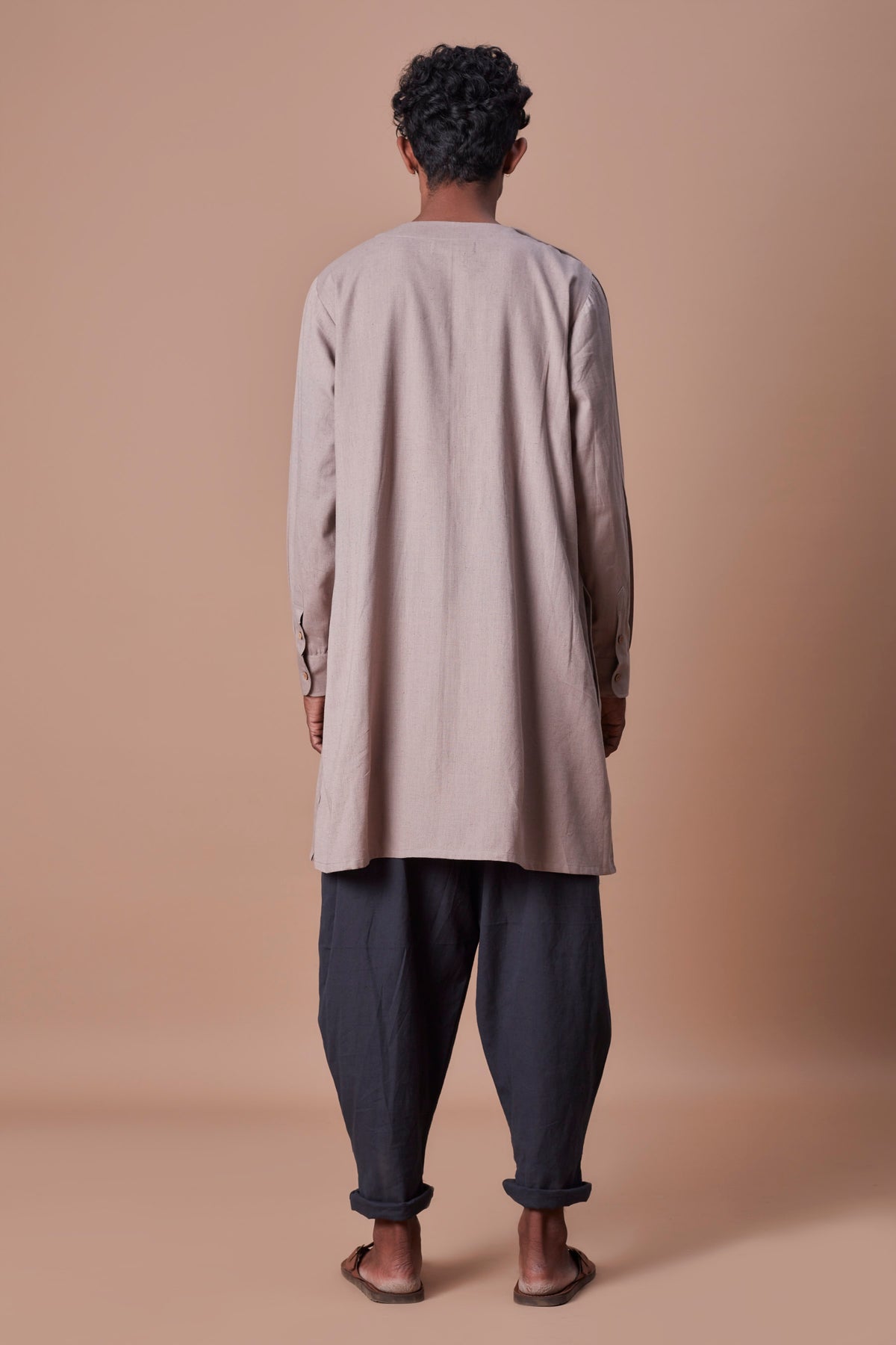 Grey side buttoned kurta &amp; pant