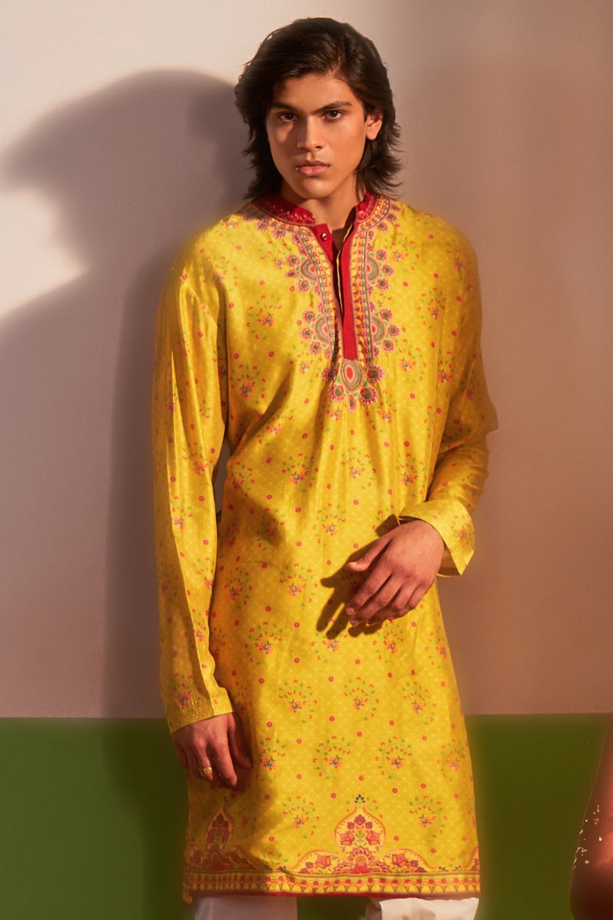 Yellow ochre embroidered kurta set