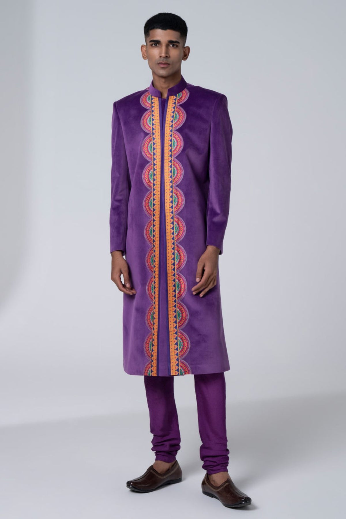 signature purple sherwani set