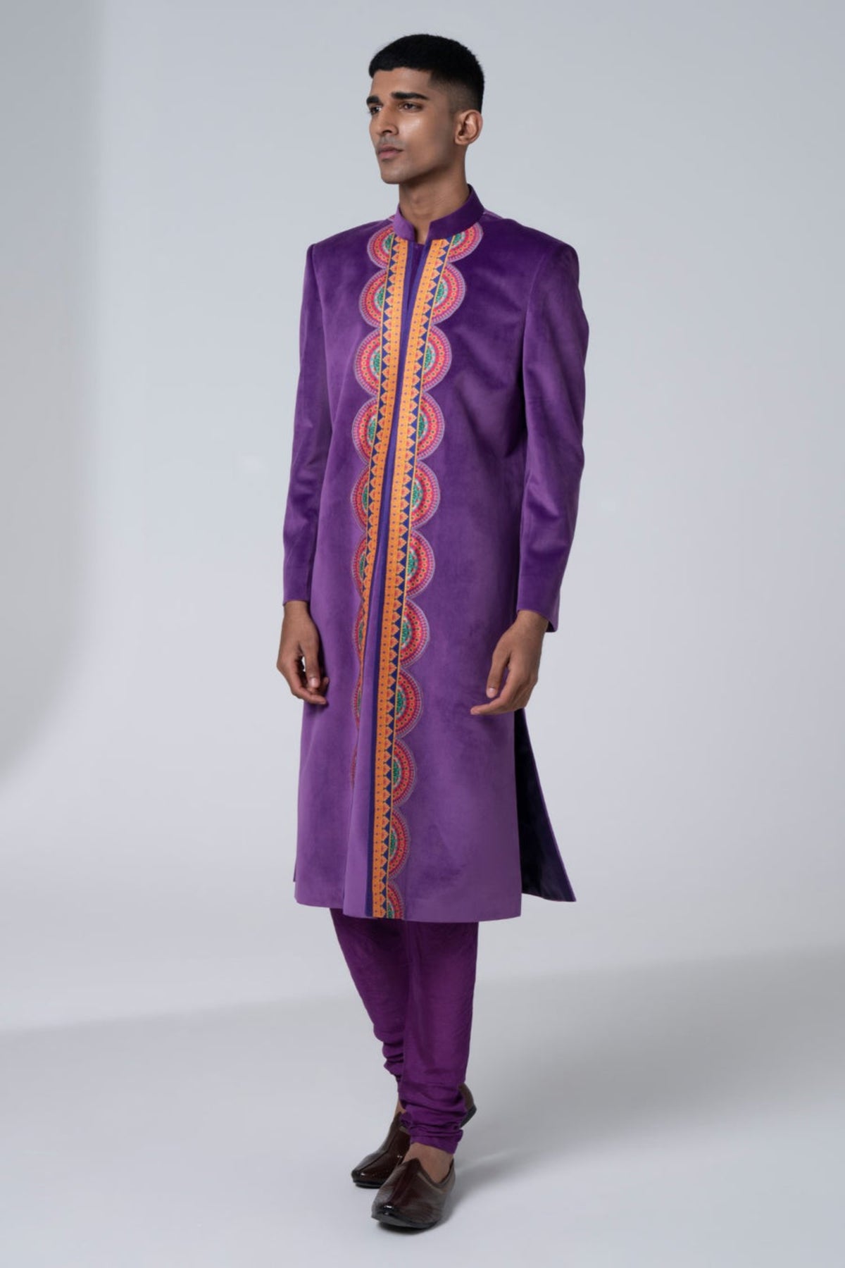 signature purple sherwani set