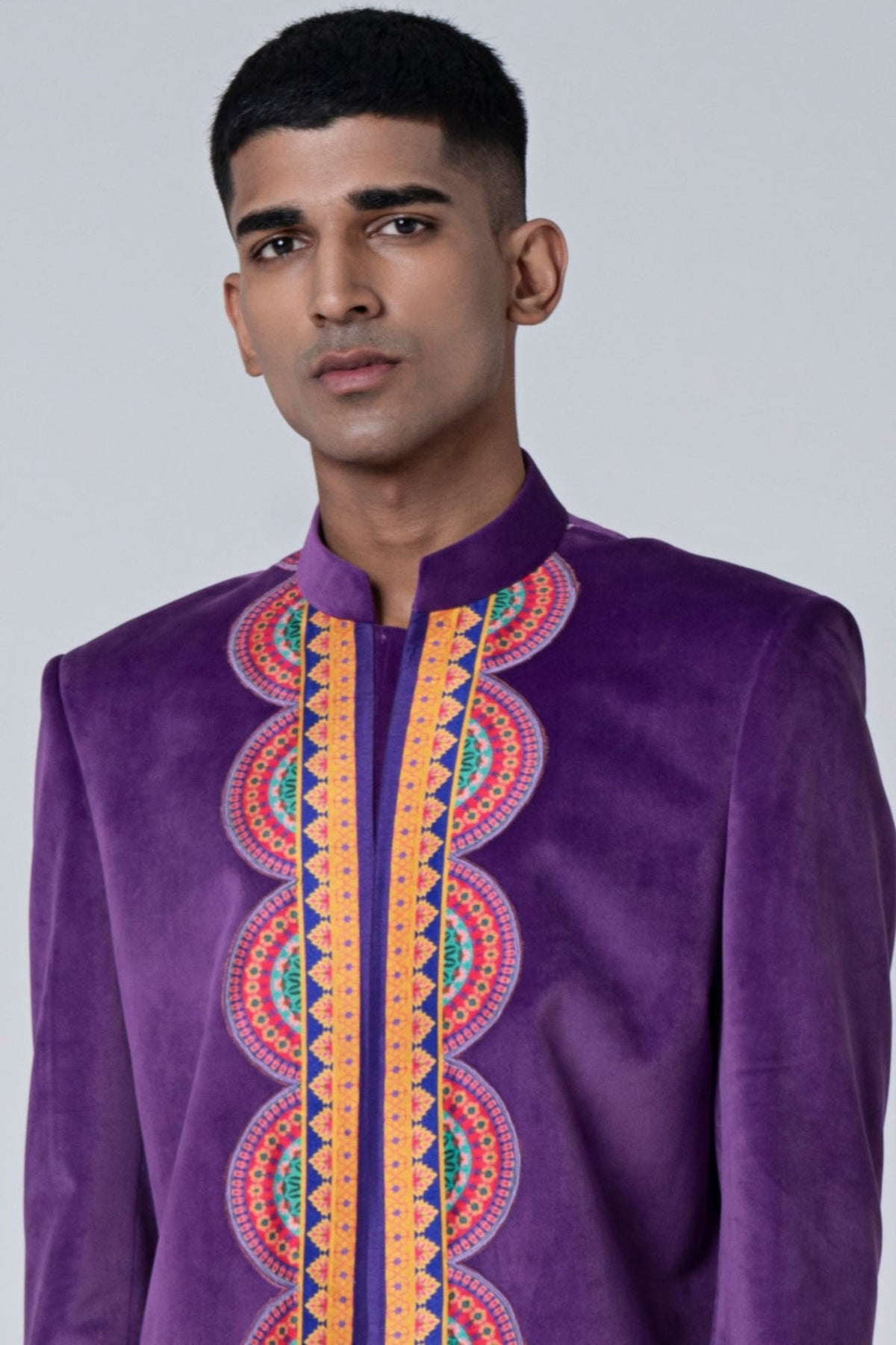 signature purple sherwani set