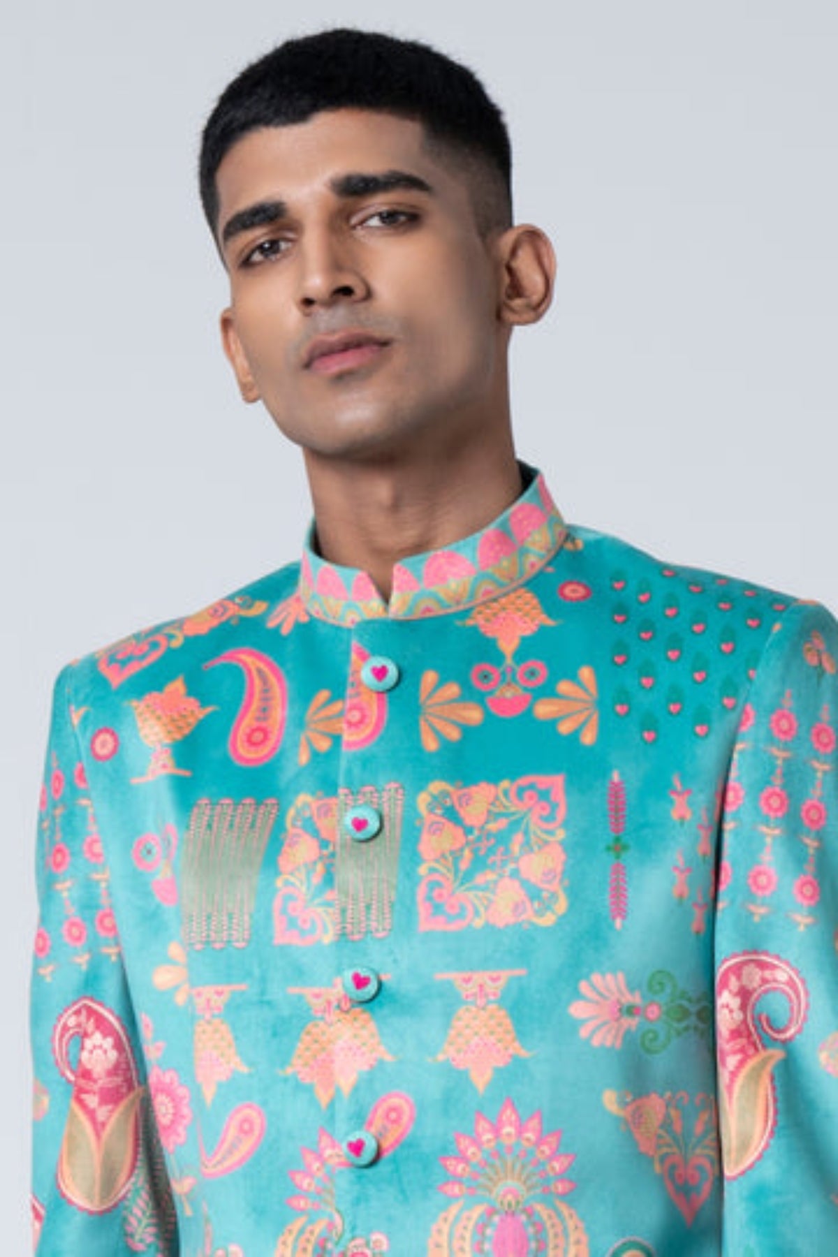 signature sea green sherwani set