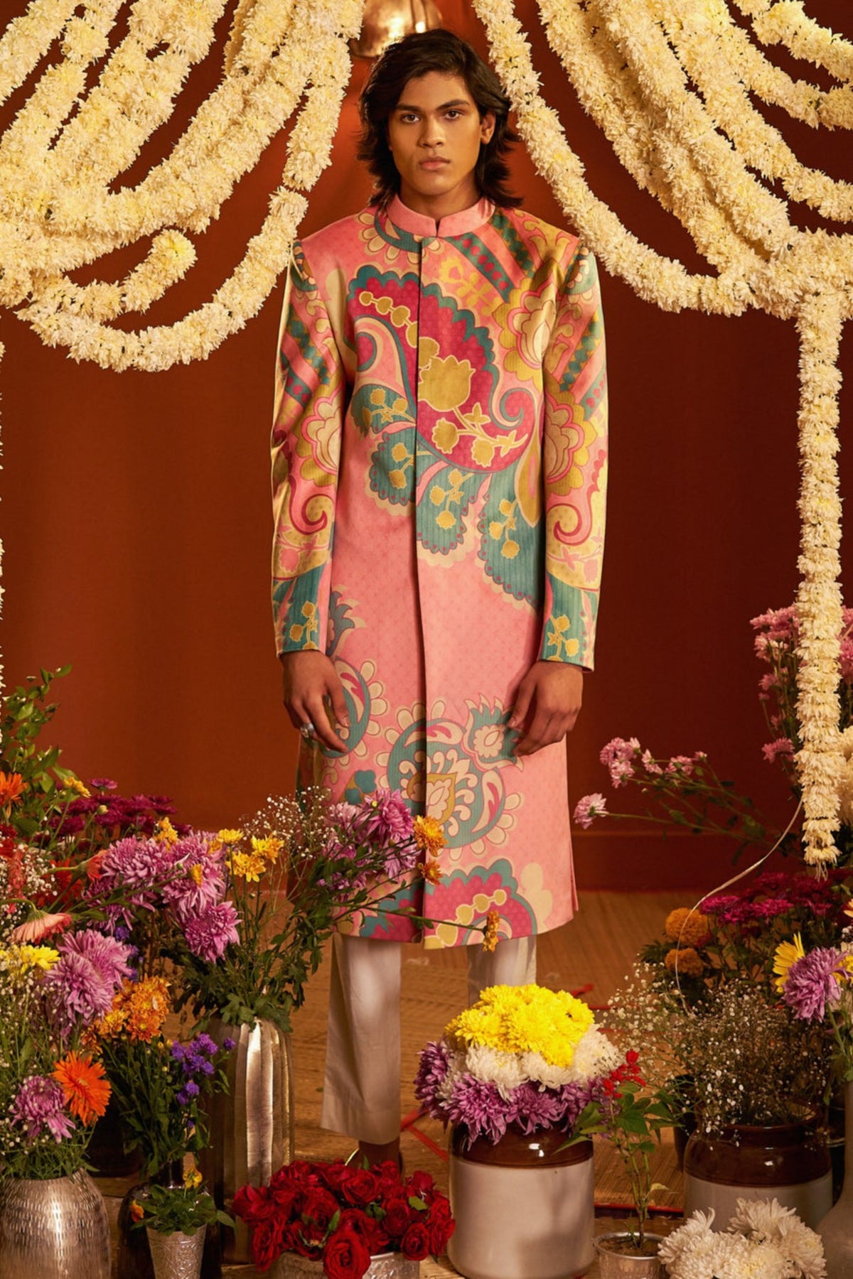 signature pink sherwani set